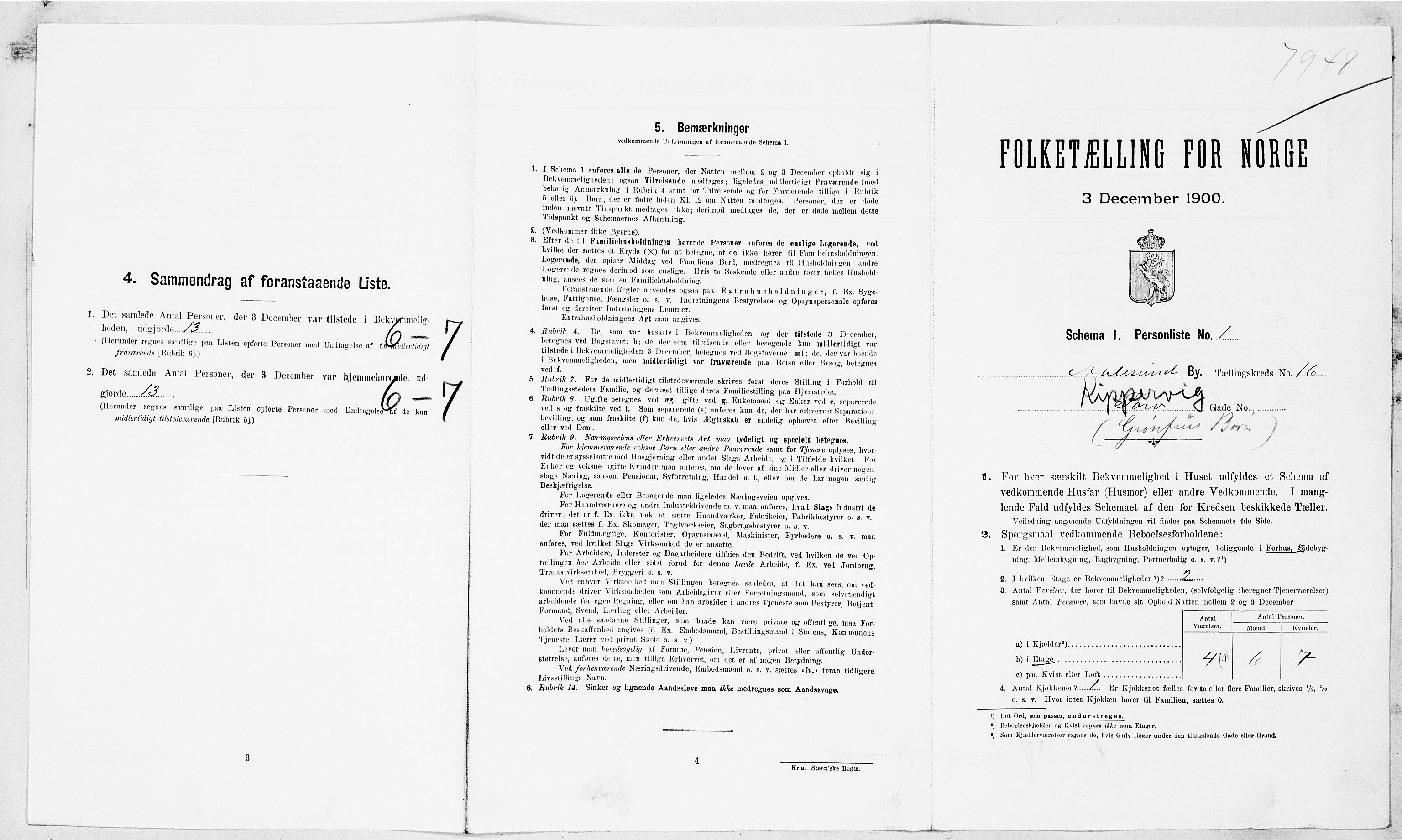 SAT, Folketelling 1900 for 1501 Ålesund kjøpstad, 1900, s. 3912
