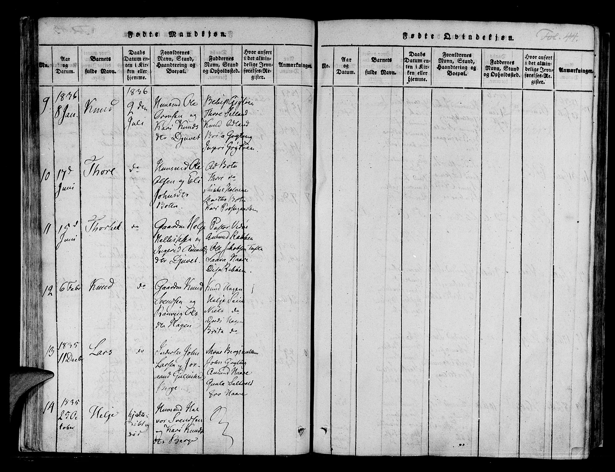 Røldal sokneprestembete, AV/SAB-A-100247: Ministerialbok nr. A 2, 1817-1856, s. 44