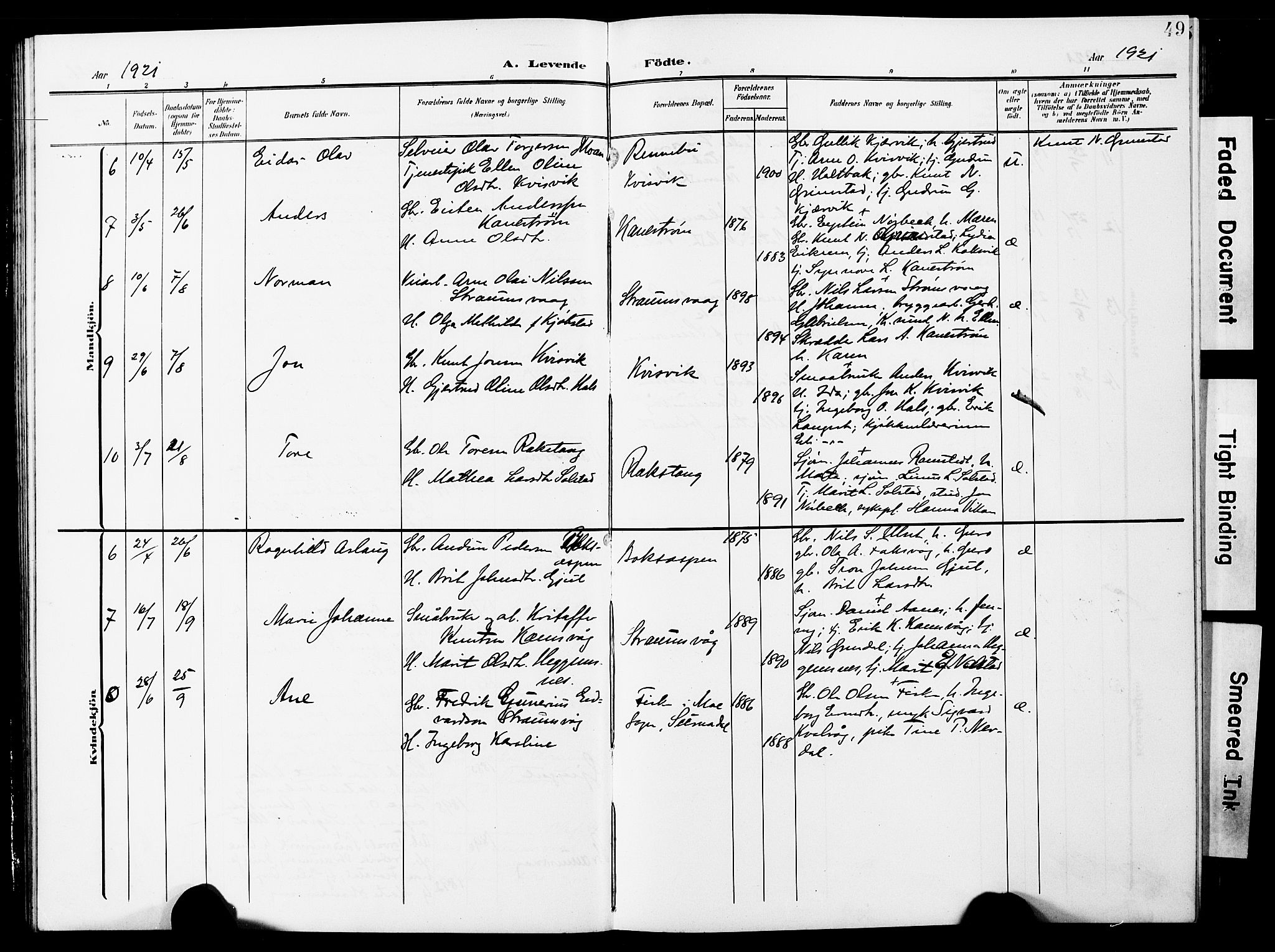 Ministerialprotokoller, klokkerbøker og fødselsregistre - Møre og Romsdal, AV/SAT-A-1454/587/L1001: Klokkerbok nr. 587C01, 1906-1927, s. 49