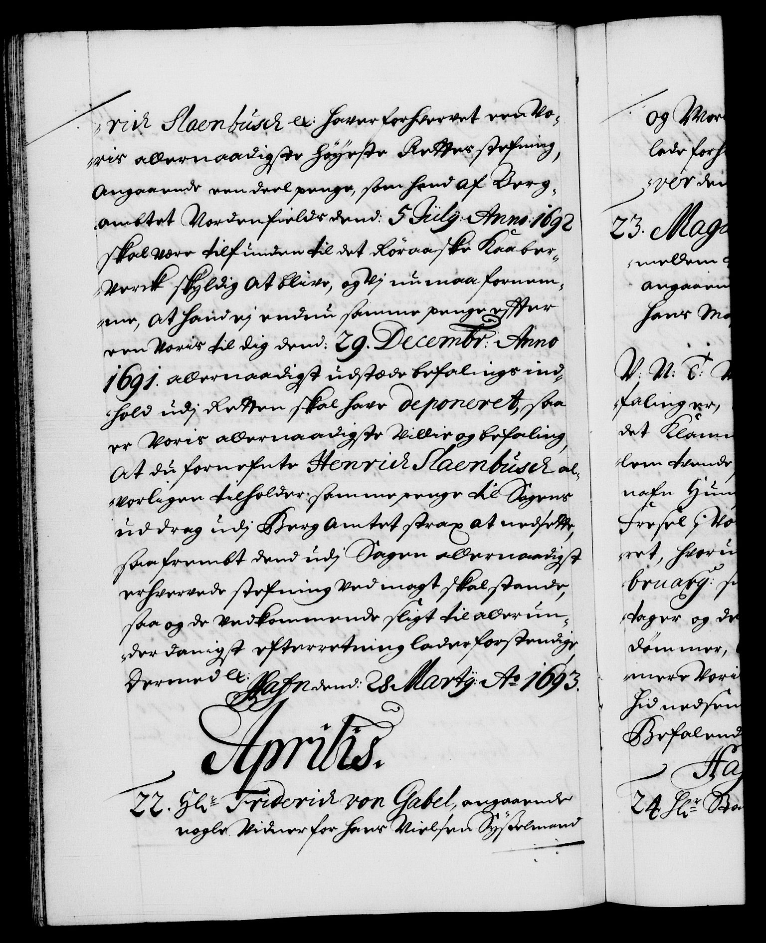 Danske Kanselli 1572-1799, AV/RA-EA-3023/F/Fc/Fca/Fcab/L0015: Norske tegnelser (mikrofilm), 1692-1699, s. 102b