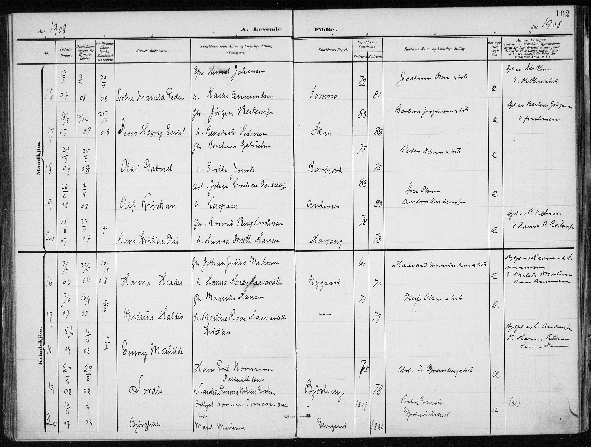 Ministerialprotokoller, klokkerbøker og fødselsregistre - Nordland, AV/SAT-A-1459/866/L0941: Ministerialbok nr. 866A04, 1901-1917, s. 102