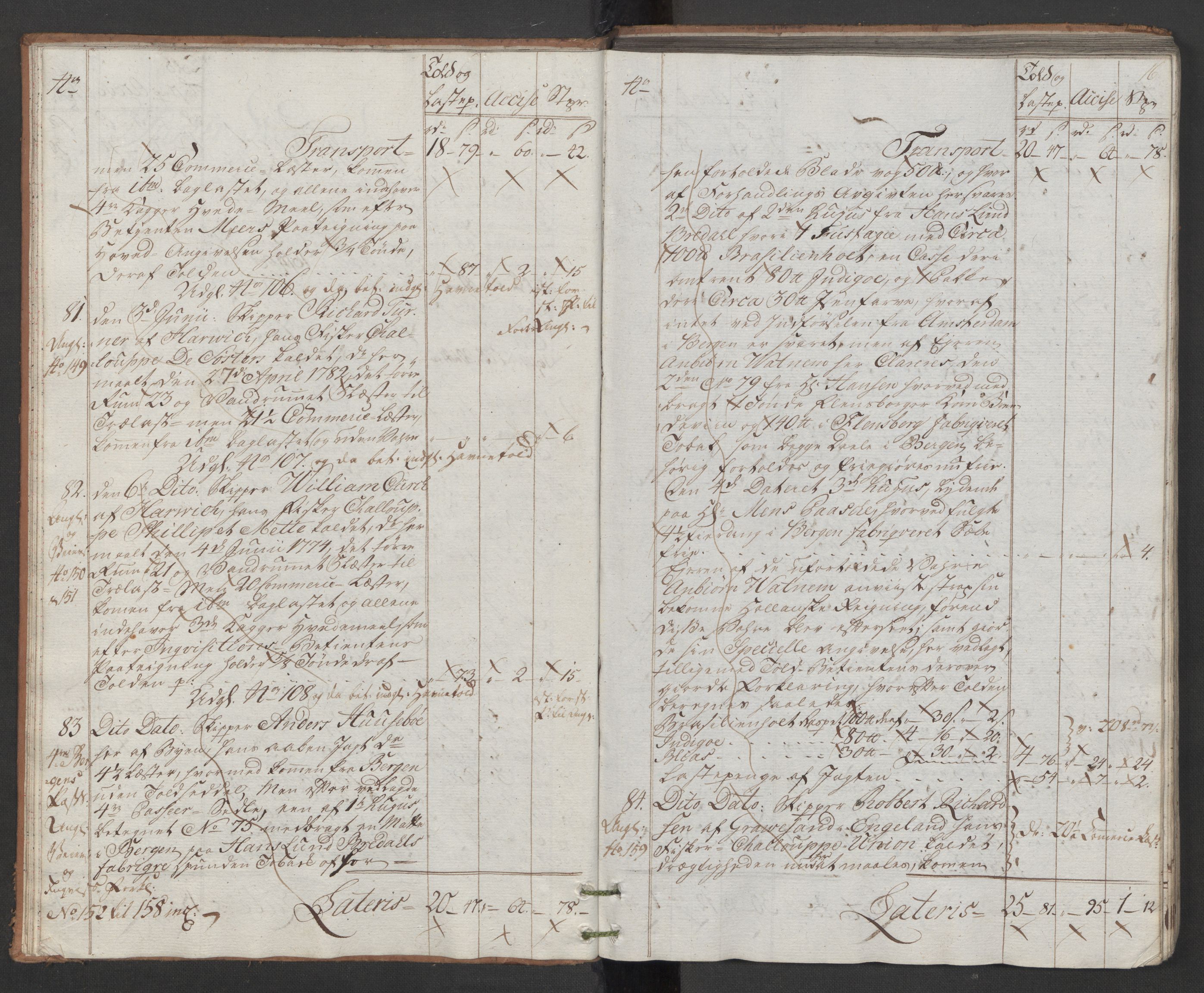 Generaltollkammeret, tollregnskaper, AV/RA-EA-5490/R22/L0048/0001: Tollregnskaper Stavanger / Hovedtollbok, 1786, s. 15b-16a
