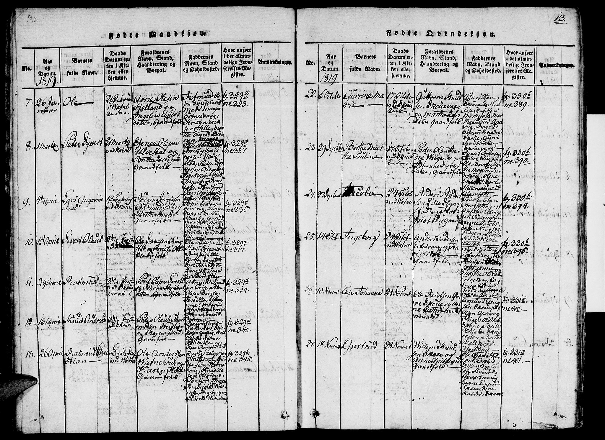 Ministerialprotokoller, klokkerbøker og fødselsregistre - Møre og Romsdal, AV/SAT-A-1454/524/L0351: Ministerialbok nr. 524A03, 1816-1838, s. 13