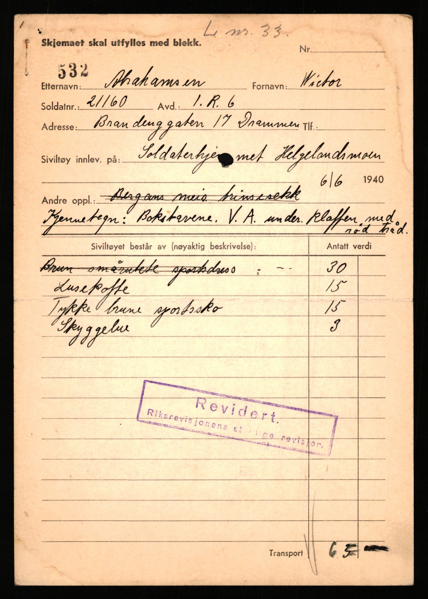 Justisdepartementet, Oppgjørsavdelingen, AV/RA-S-1056/G/Gb/L0001: Oppgaver over ettersøkte sivile effekter: Abel - Andersen, Anders J., 1940-1942, s. 131