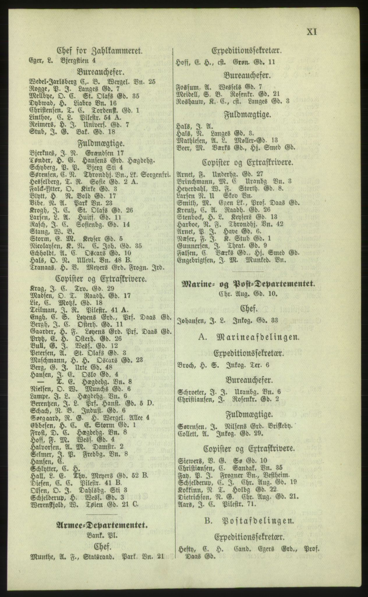 Kristiania/Oslo adressebok, PUBL/-, 1879, s. XI