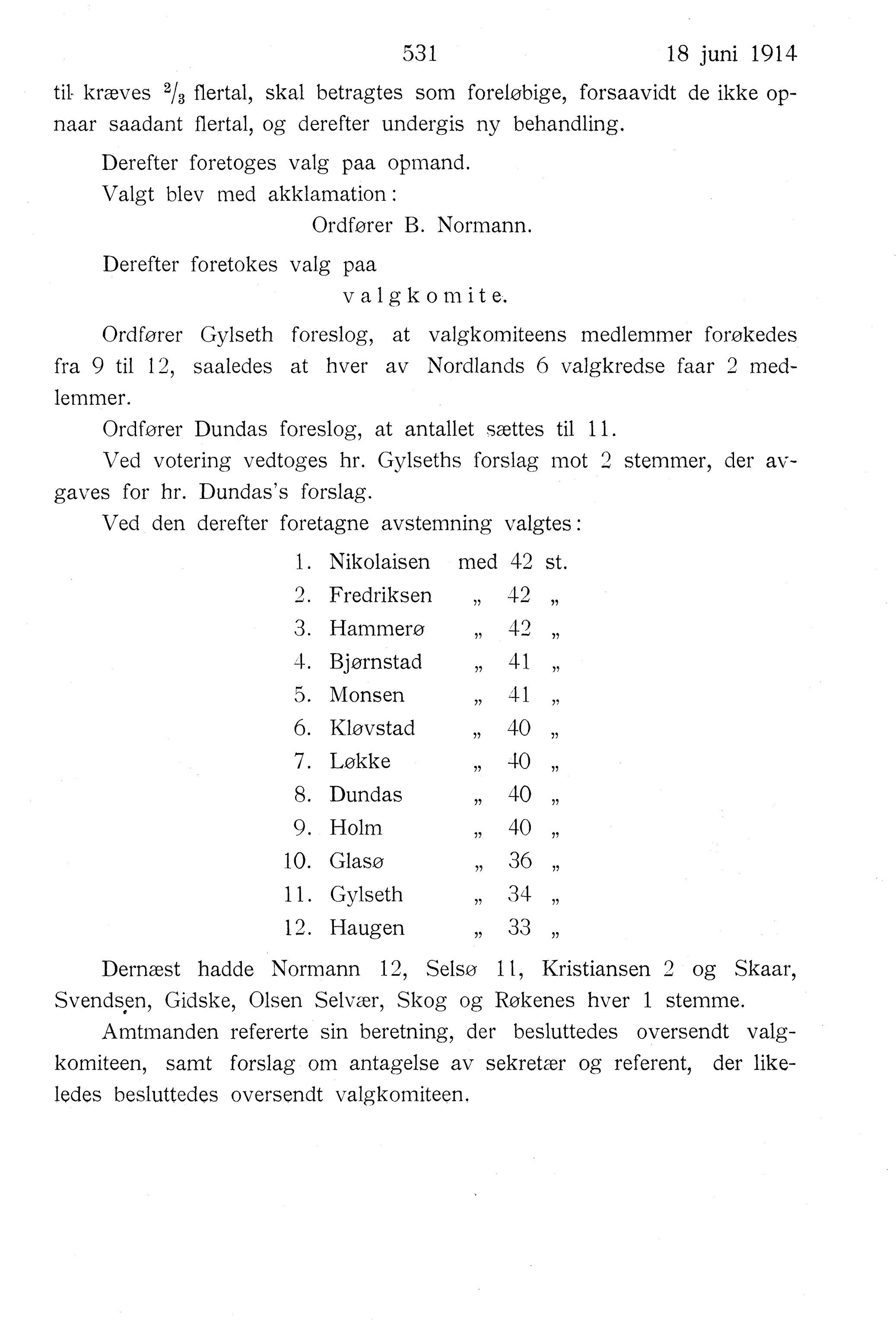 Nordland Fylkeskommune. Fylkestinget, AIN/NFK-17/176/A/Ac/L0037: Fylkestingsforhandlinger 1914, 1914