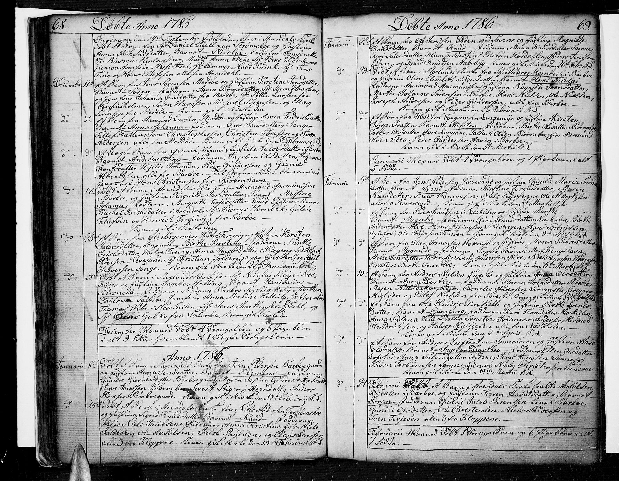Tromøy sokneprestkontor, AV/SAK-1111-0041/F/Fa/L0002: Ministerialbok nr. A 2, 1773-1808, s. 68-69