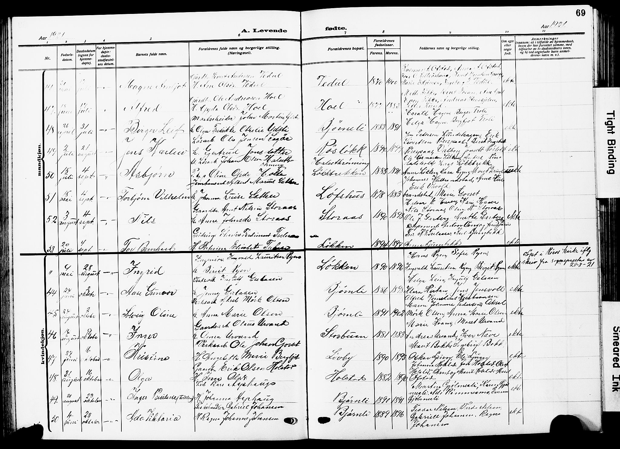 Ministerialprotokoller, klokkerbøker og fødselsregistre - Sør-Trøndelag, AV/SAT-A-1456/672/L0865: Klokkerbok nr. 672C04, 1914-1928, s. 69