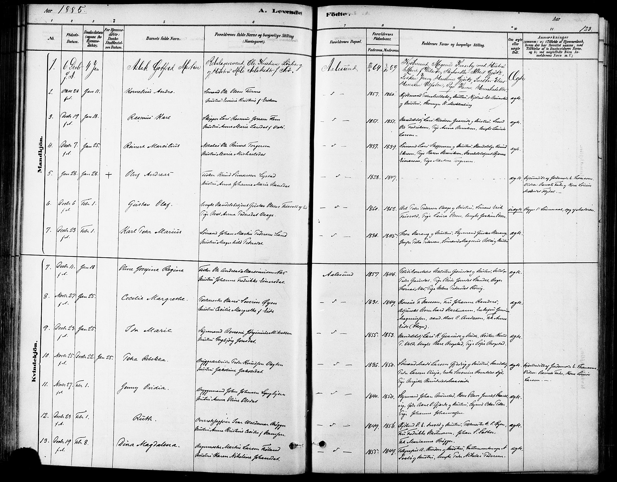 Ministerialprotokoller, klokkerbøker og fødselsregistre - Møre og Romsdal, SAT/A-1454/529/L0454: Ministerialbok nr. 529A04, 1878-1885, s. 123