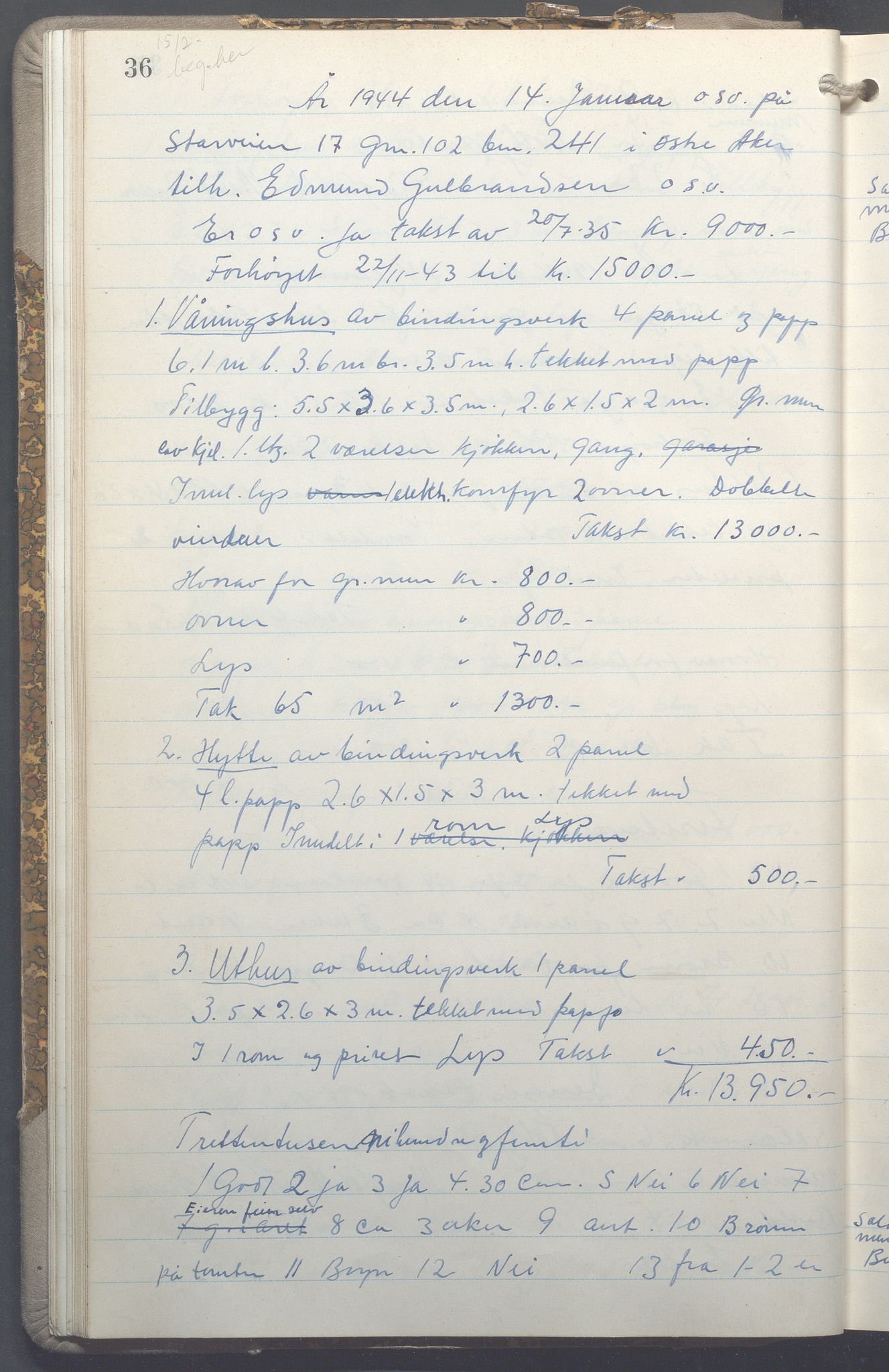 Lensmennene i Aker, OBA/A-10133/F/Fc/L0035: Branntakstprotokoll, 1943-1946, s. 36