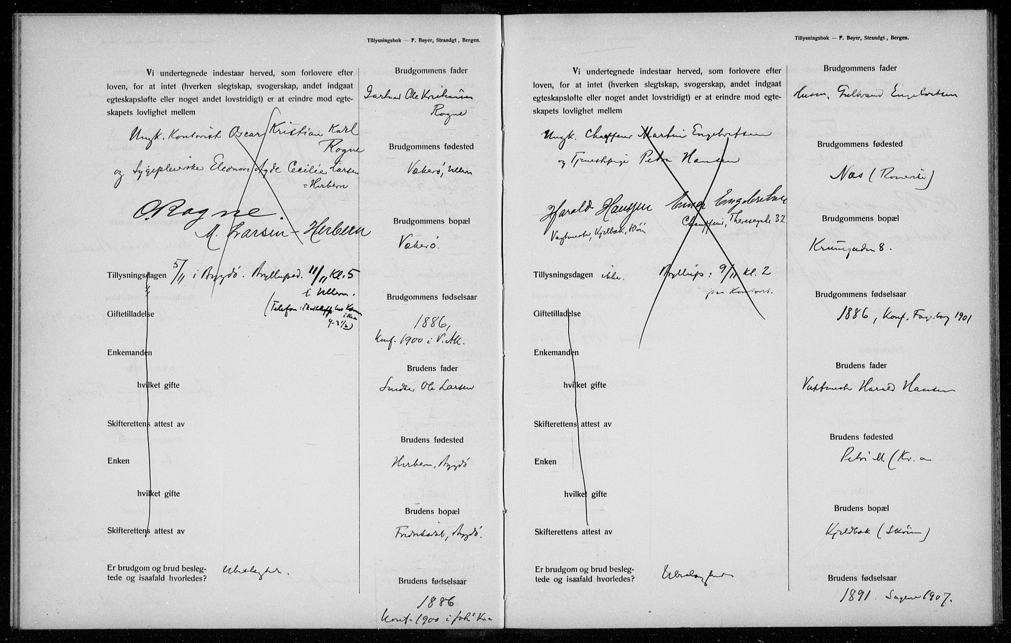 Ullern prestekontor Kirkebøker, AV/SAO-A-10740/H/L0001b: Lysningsprotokoll nr. 1b, 1911-1916