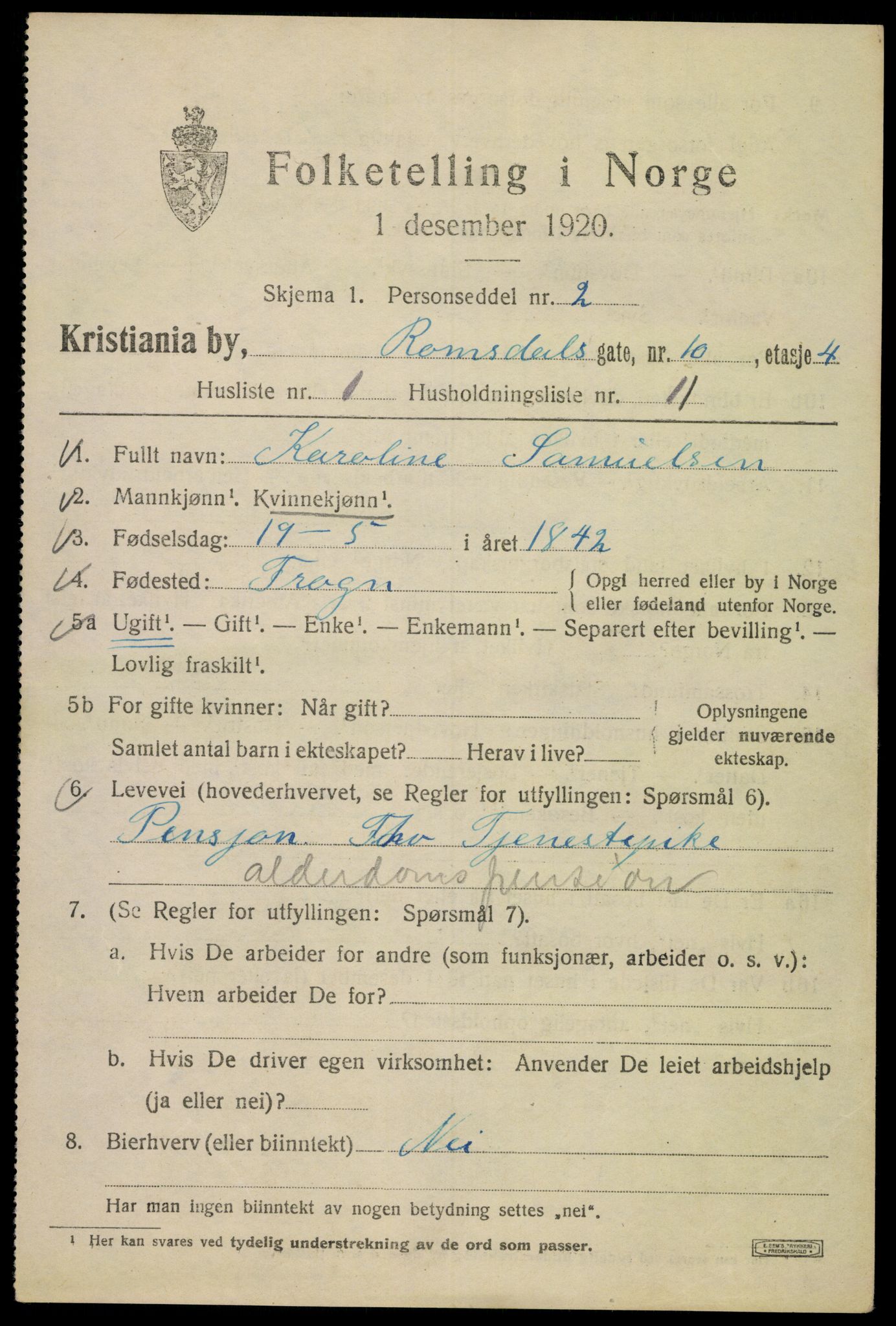 SAO, Folketelling 1920 for 0301 Kristiania kjøpstad, 1920, s. 463865