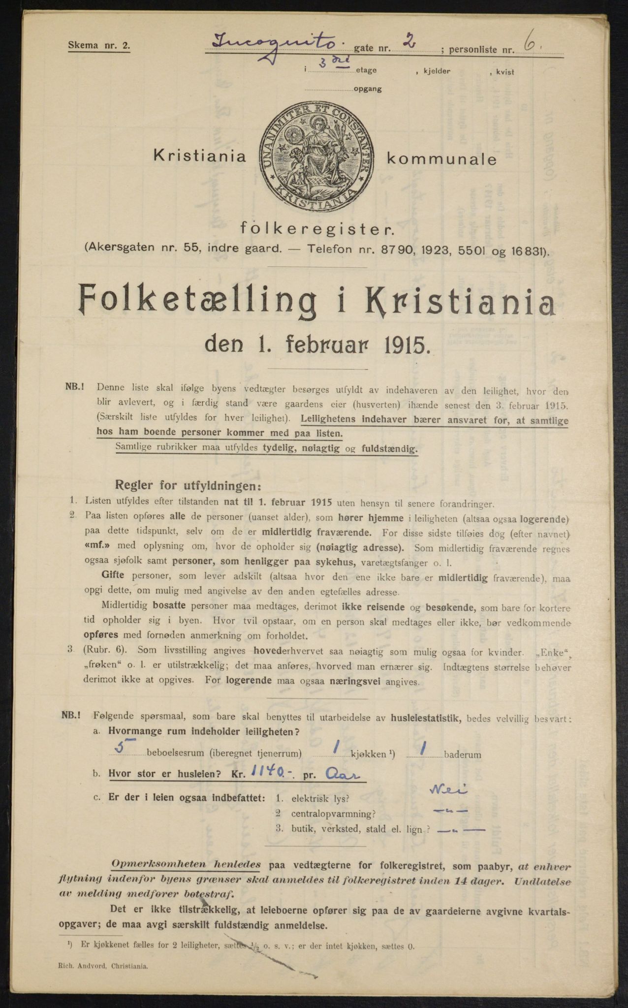 OBA, Kommunal folketelling 1.2.1915 for Kristiania, 1915, s. 43468