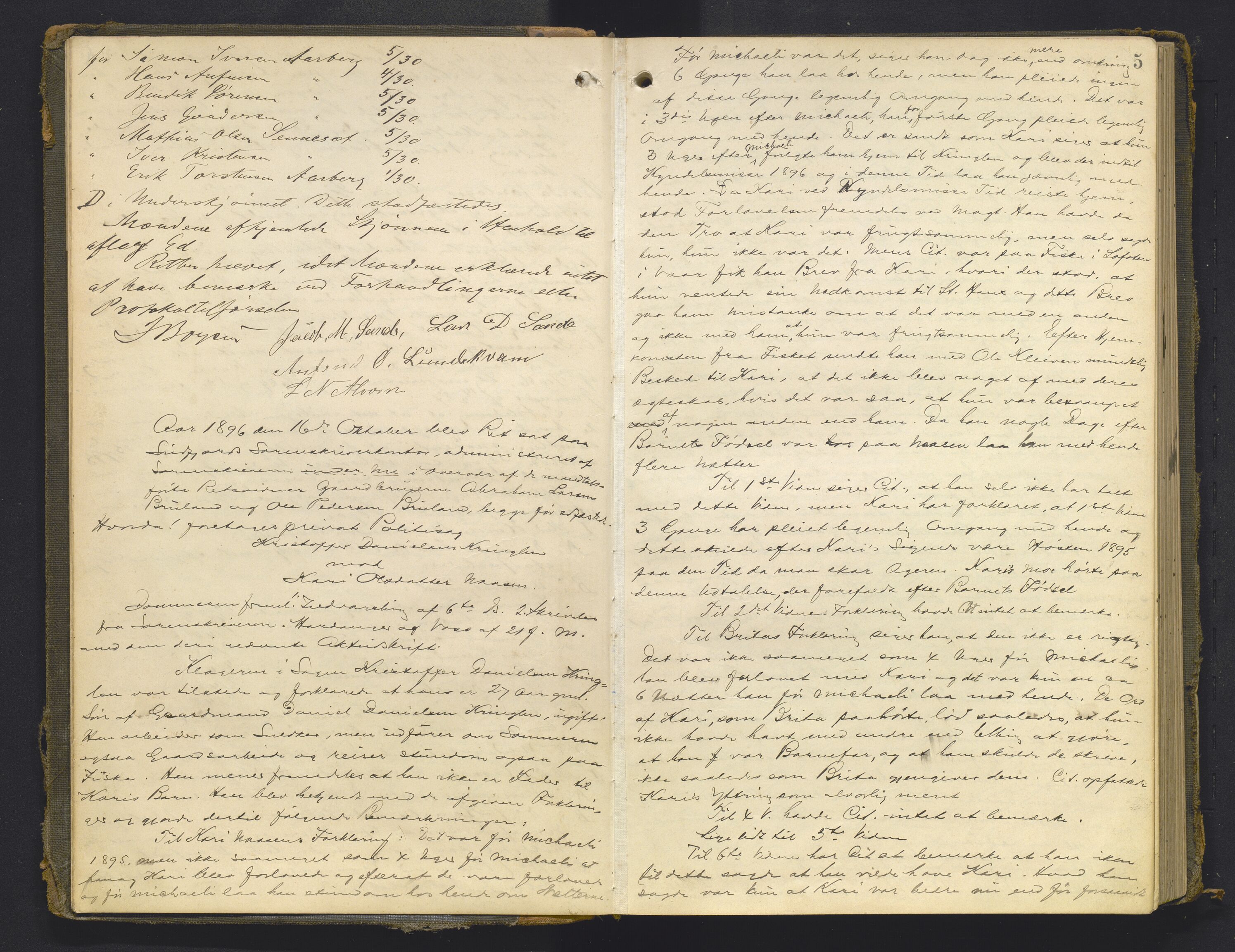 Sunnfjord tingrett, AV/SAB-A-3201/1/F/Fb/Fba/L0054: Ekstrarettsprotokoll, 1891-1908, s. 4b-5a