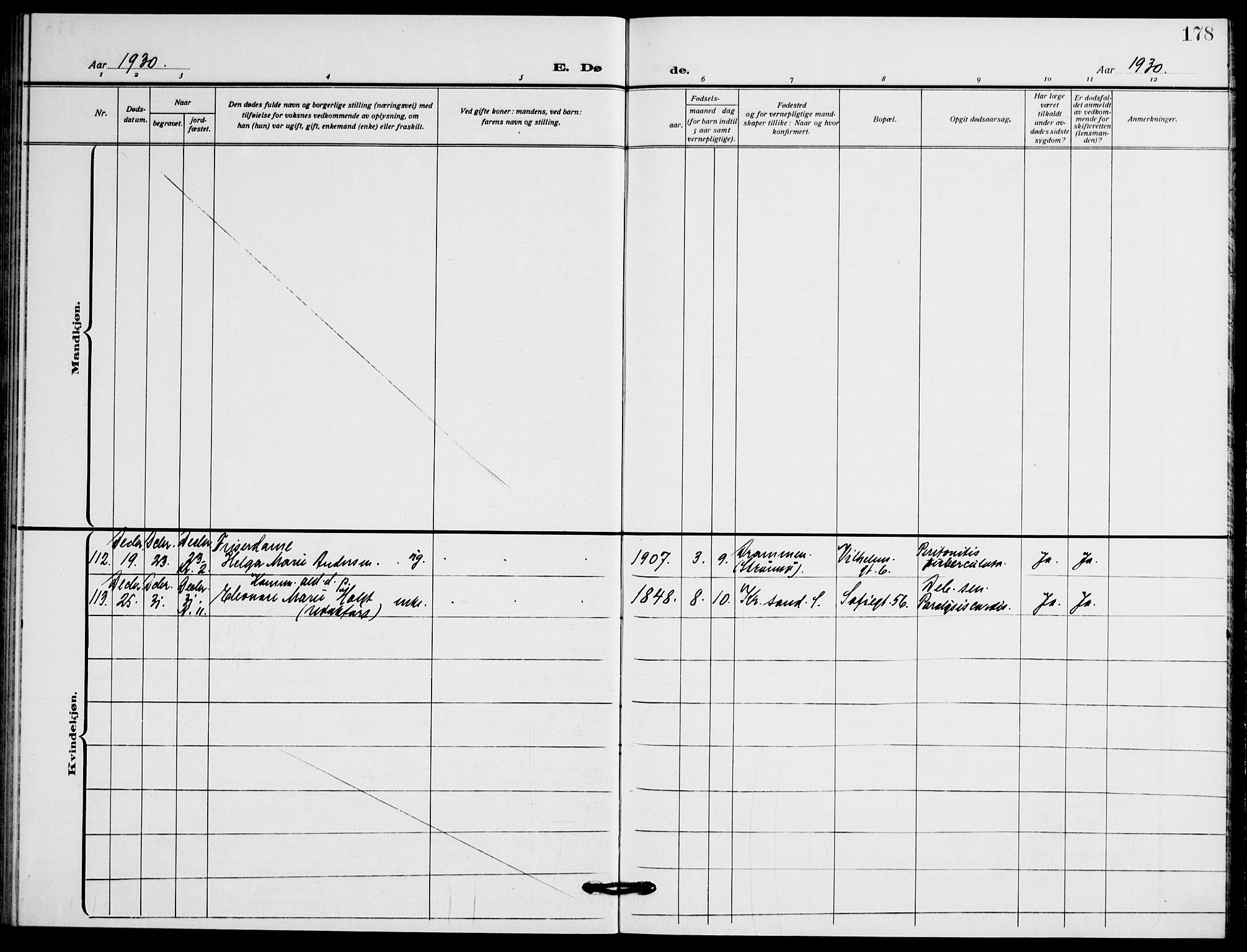 Gamle Aker prestekontor Kirkebøker, AV/SAO-A-10617a/F/L0016: Ministerialbok nr. 16, 1919-1931, s. 178