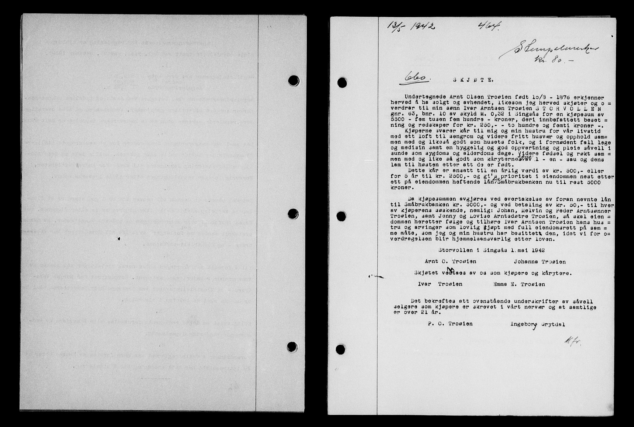 Gauldal sorenskriveri, SAT/A-0014/1/2/2C/L0054: Pantebok nr. 59, 1941-1942, Dagboknr: 660/1942