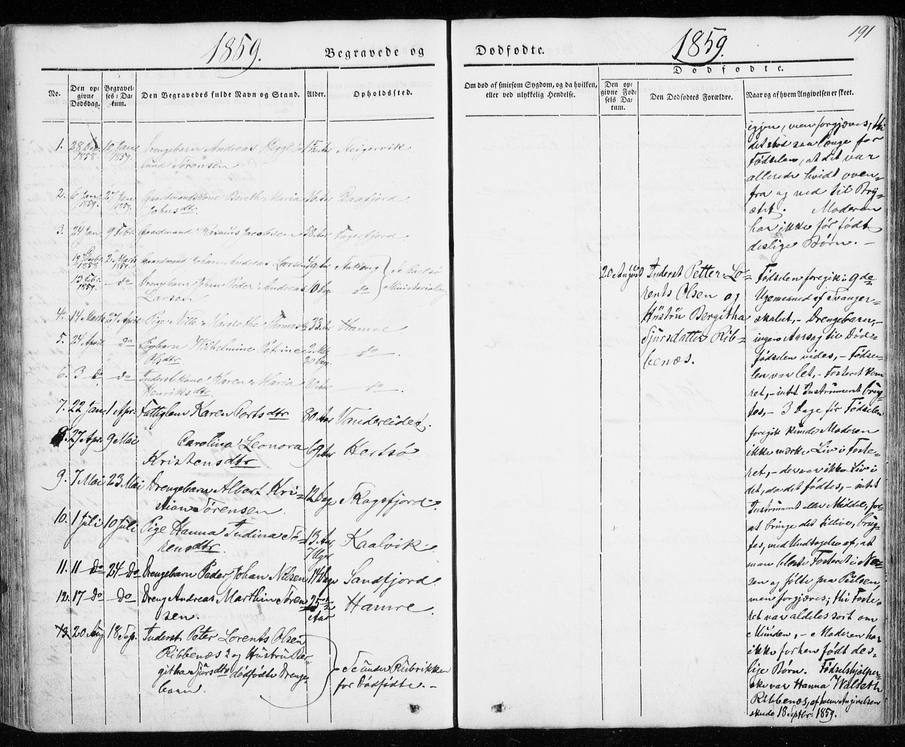 Karlsøy sokneprestembete, AV/SATØ-S-1299/H/Ha/Haa/L0009kirke: Ministerialbok nr. 9, 1838-1867, s. 191