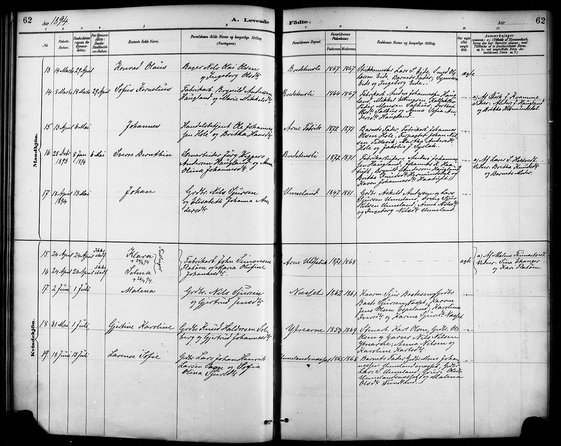 Haus sokneprestembete, AV/SAB-A-75601/H/Haa/Haad/L0001: Ministerialbok nr. D 1, 1887-1898, s. 62