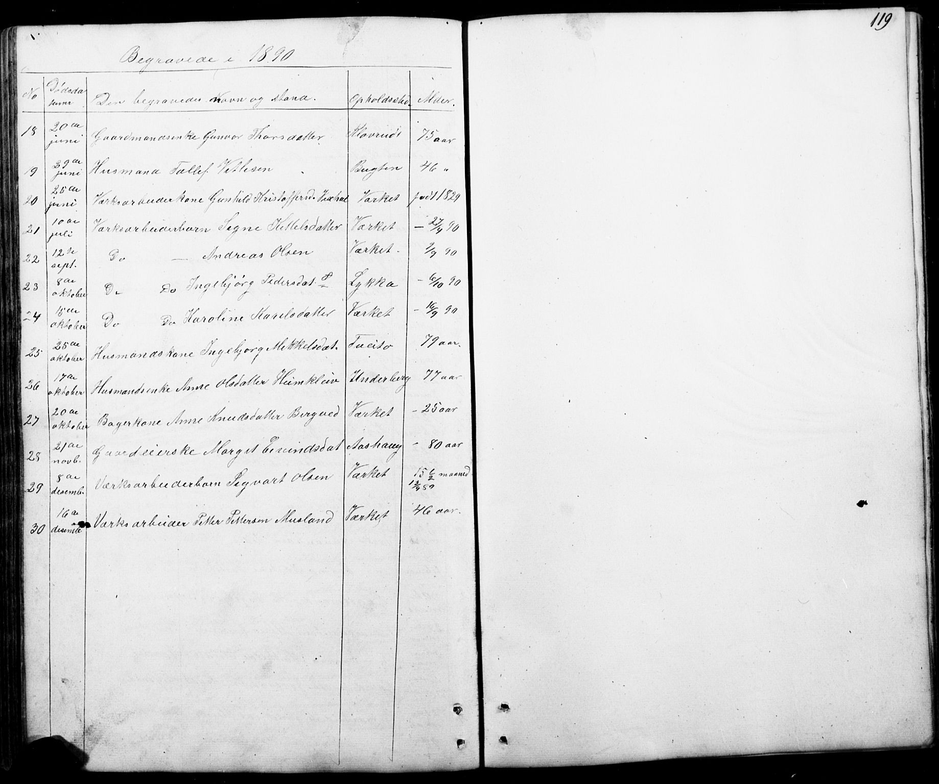 Mo kirkebøker, AV/SAKO-A-286/G/Gb/L0002: Klokkerbok nr. II 2, 1851-1890, s. 119