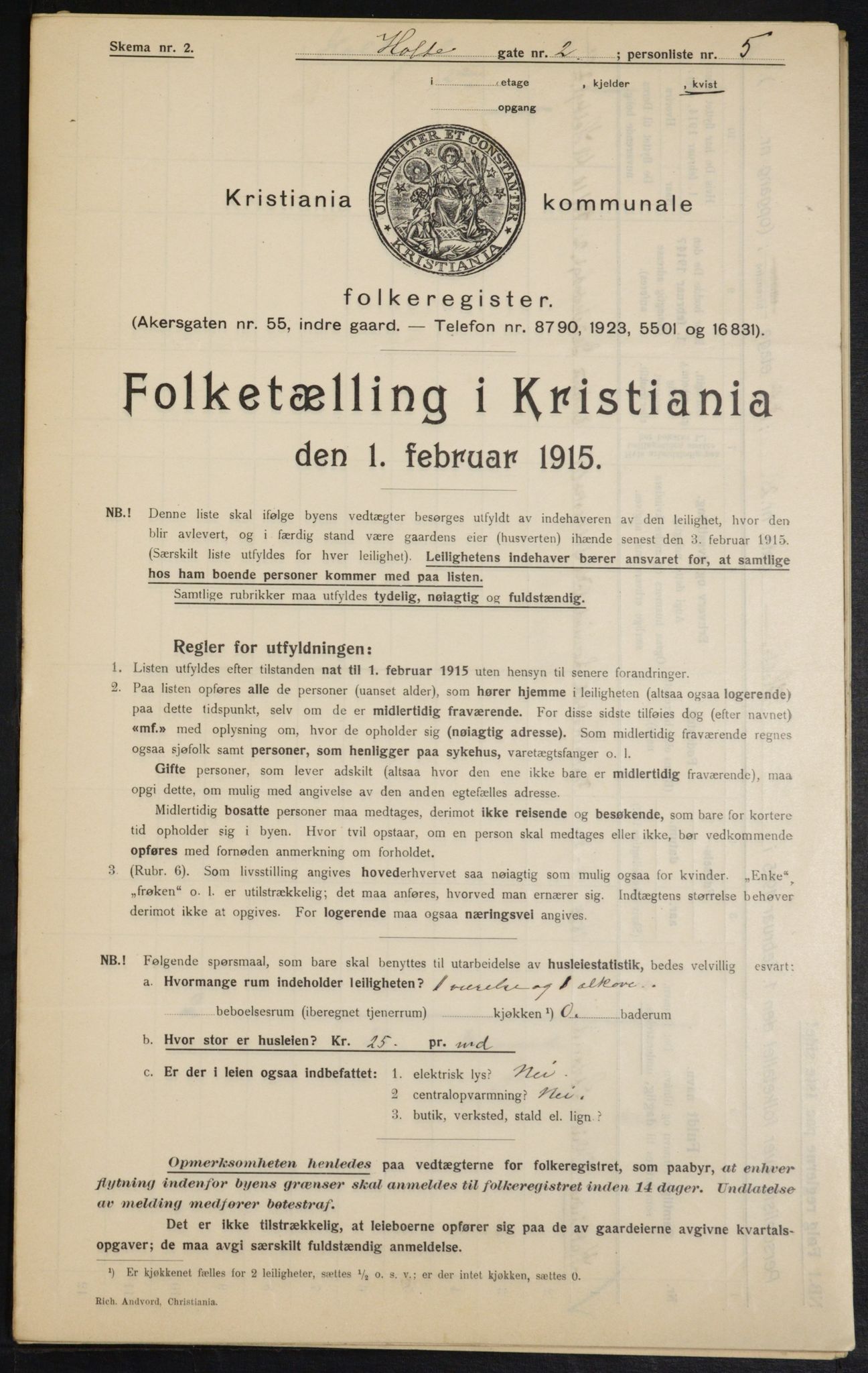 OBA, Kommunal folketelling 1.2.1915 for Kristiania, 1915, s. 40715