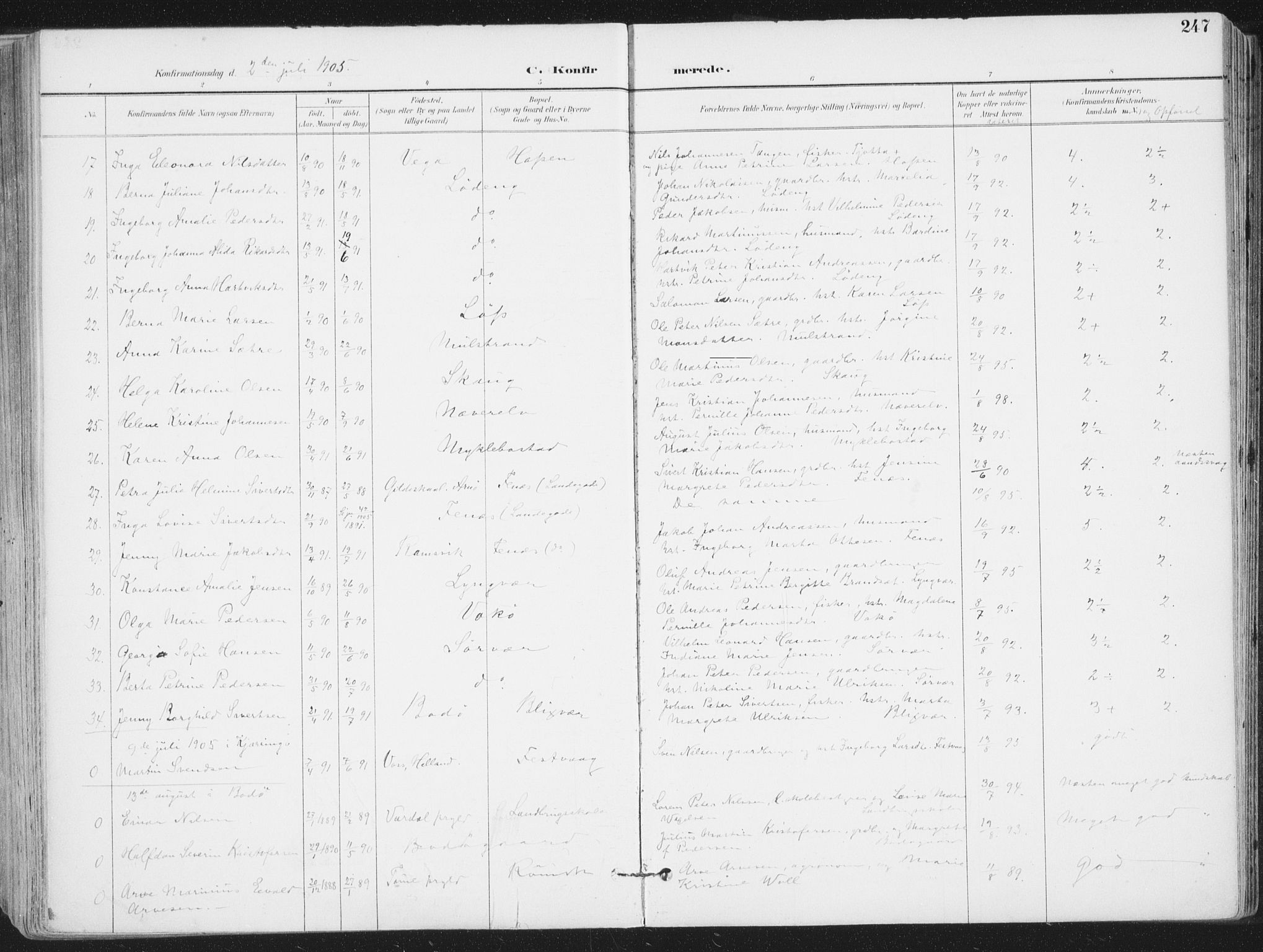 Ministerialprotokoller, klokkerbøker og fødselsregistre - Nordland, SAT/A-1459/802/L0055: Ministerialbok nr. 802A02, 1894-1915, s. 247