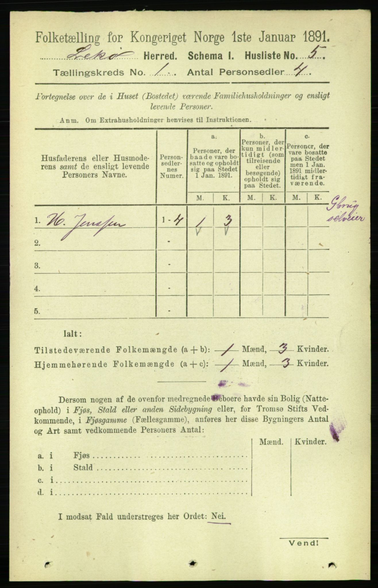 RA, Folketelling 1891 for 1755 Leka herred, 1891, s. 23