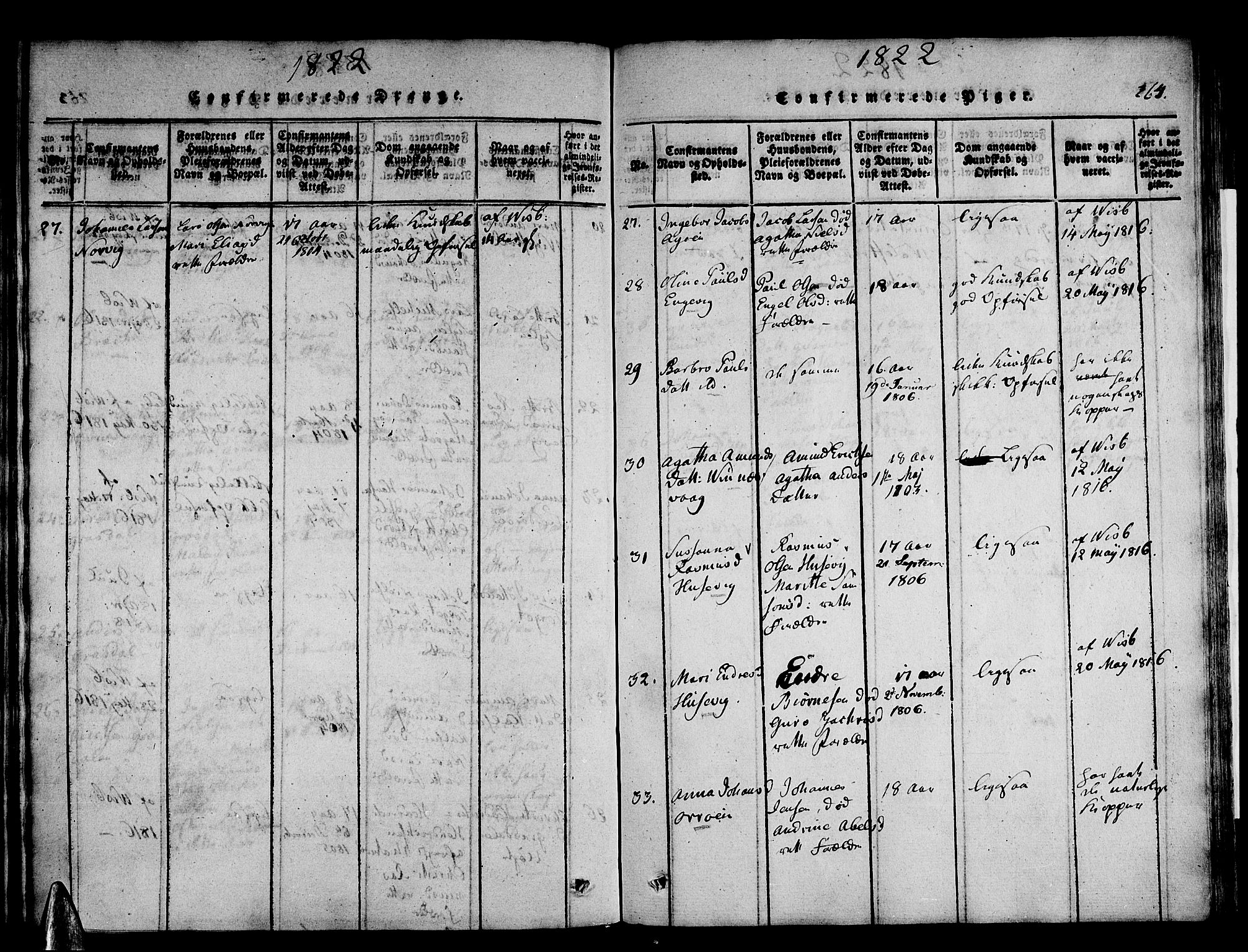 Stord sokneprestembete, AV/SAB-A-78201/H/Haa: Ministerialbok nr. A 5, 1816-1825, s. 264