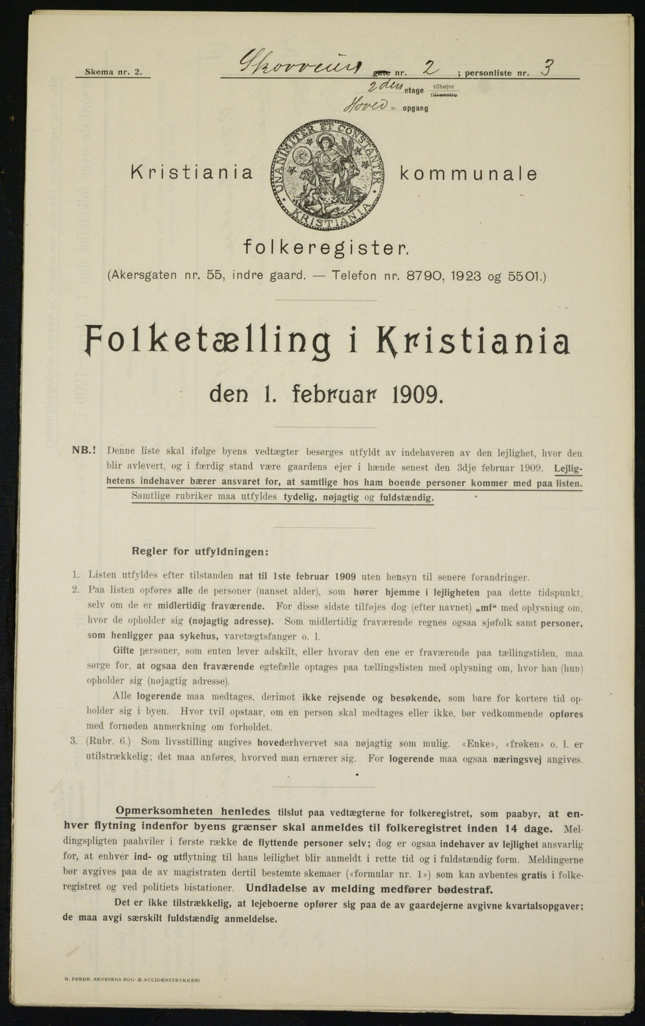 OBA, Kommunal folketelling 1.2.1909 for Kristiania kjøpstad, 1909, s. 87422