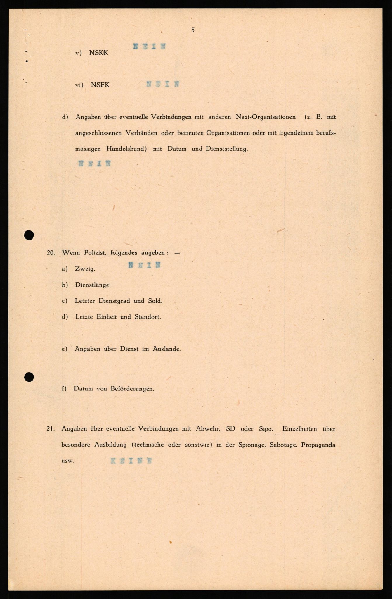 Forsvaret, Forsvarets overkommando II, AV/RA-RAFA-3915/D/Db/L0040: CI Questionaires. Tyske okkupasjonsstyrker i Norge. Østerrikere., 1945-1946, s. 156