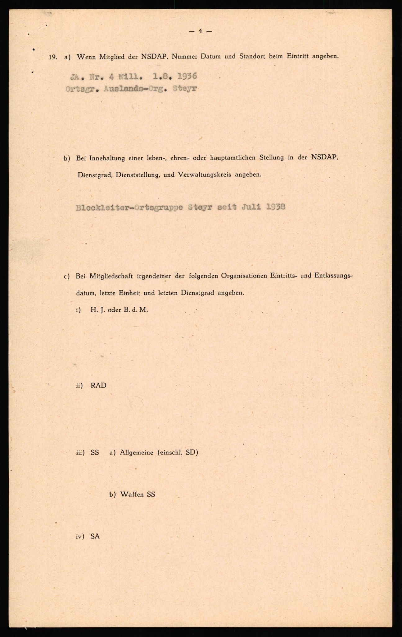 Forsvaret, Forsvarets overkommando II, RA/RAFA-3915/D/Db/L0023: CI Questionaires. Tyske okkupasjonsstyrker i Norge. Tyskere., 1945-1946, s. 519