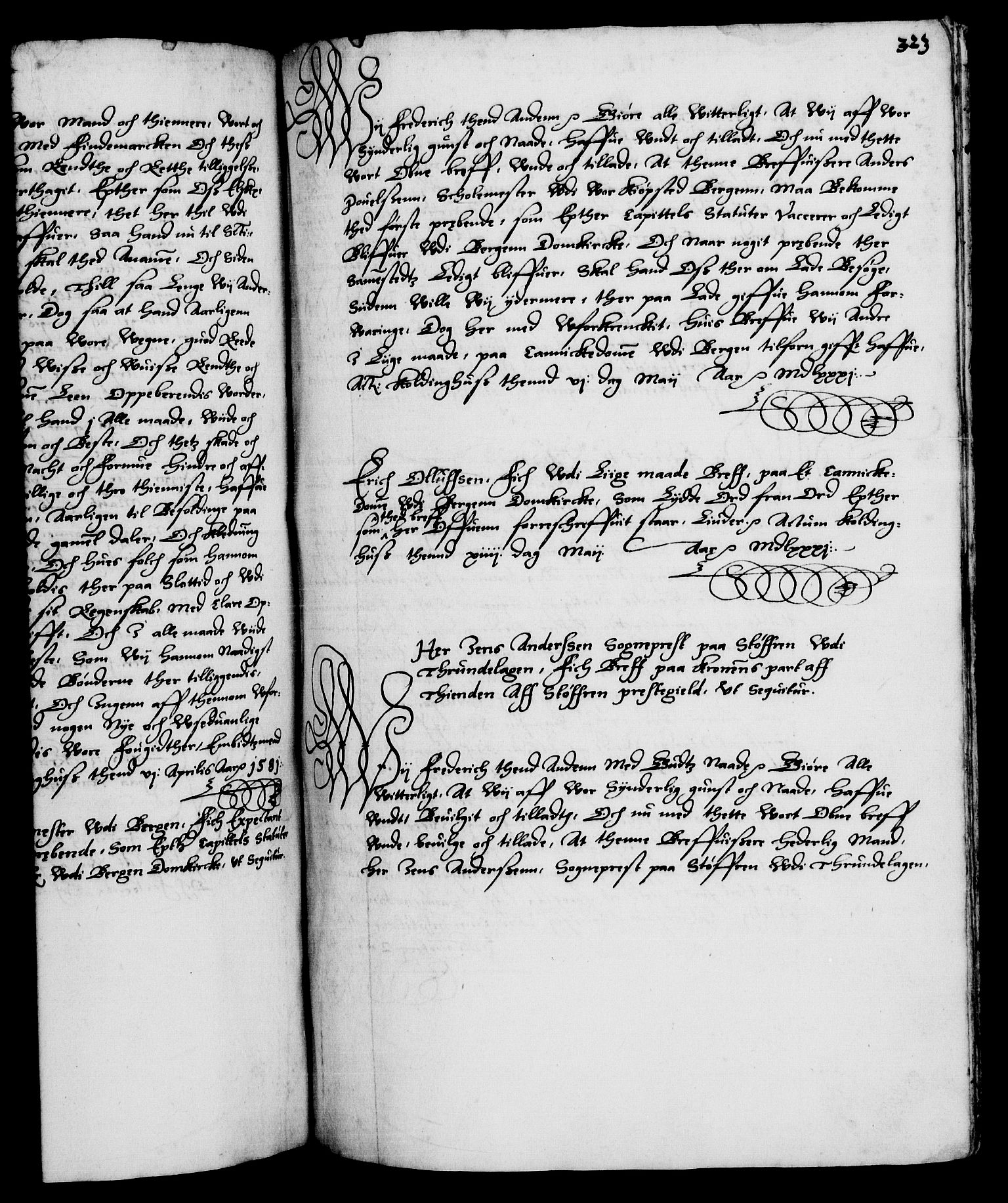 Danske Kanselli 1572-1799, RA/EA-3023/F/Fc/Fca/Fcaa/L0001: Norske registre (mikrofilm), 1572-1588, s. 323a