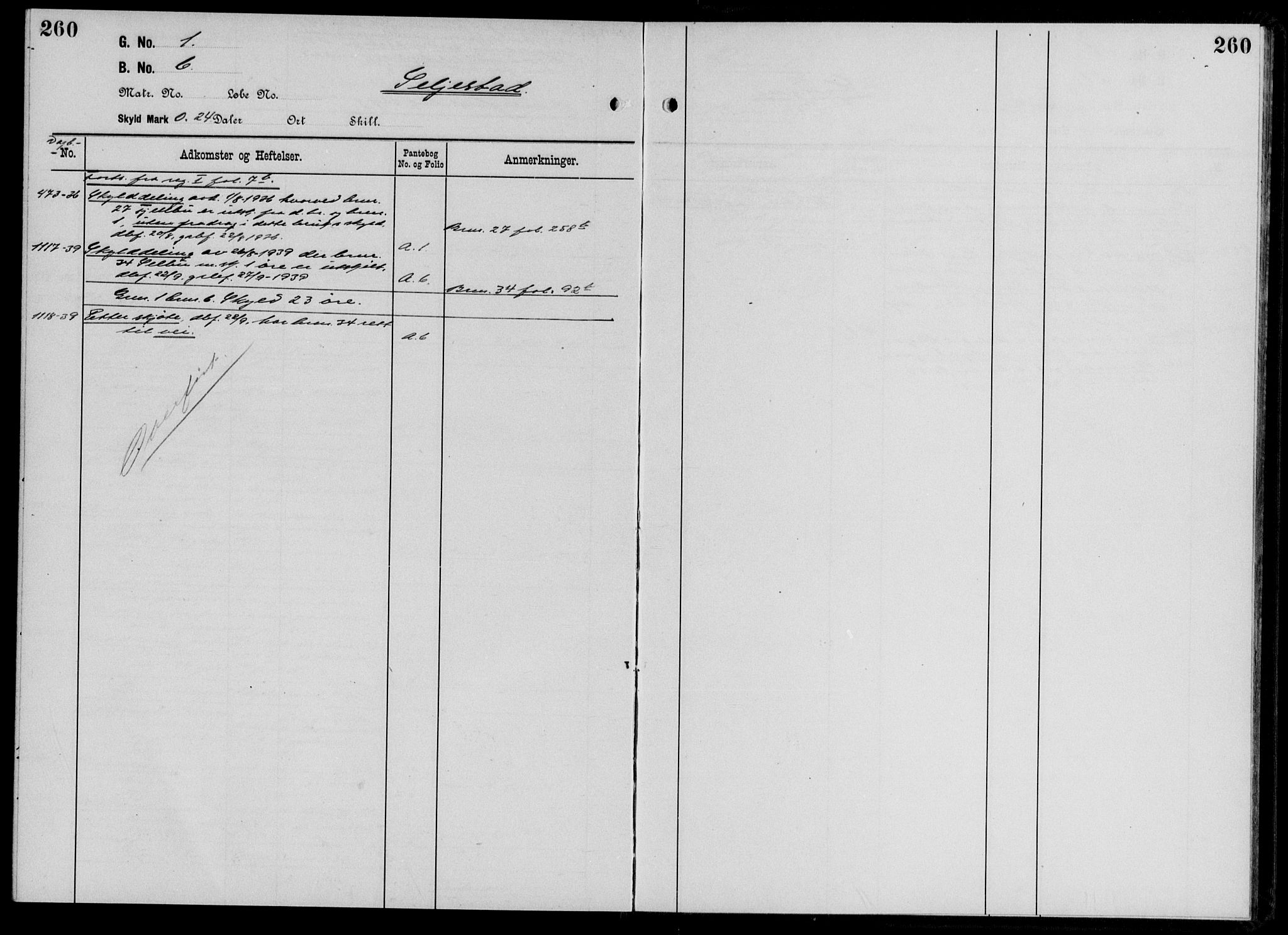 Hardanger og Voss sorenskriveri, SAB/A-2501/2/2A/2Aa/L0009: Panteregister nr. II.A.a.9, 1800-1940, s. 260