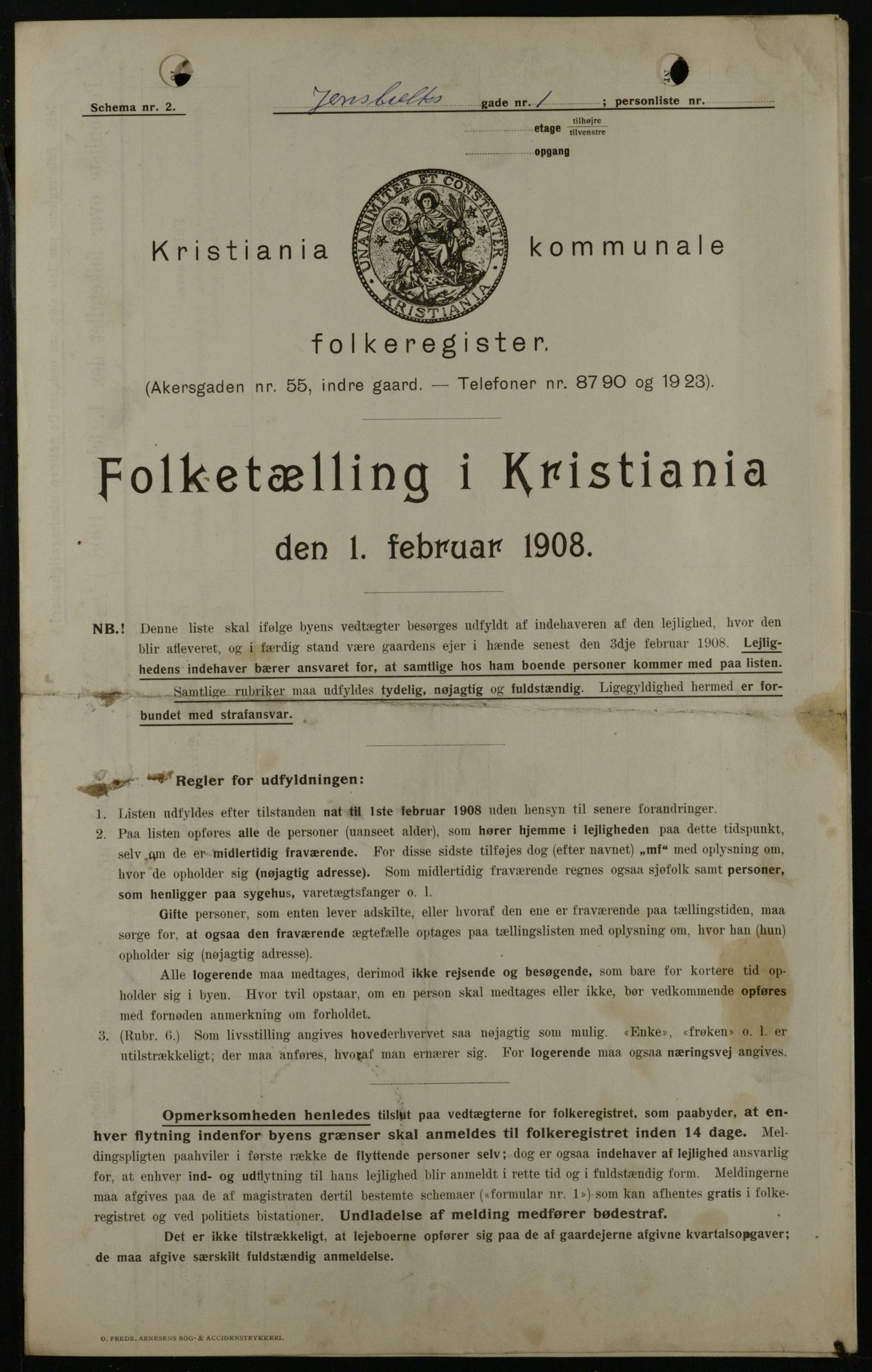 OBA, Kommunal folketelling 1.2.1908 for Kristiania kjøpstad, 1908, s. 40651