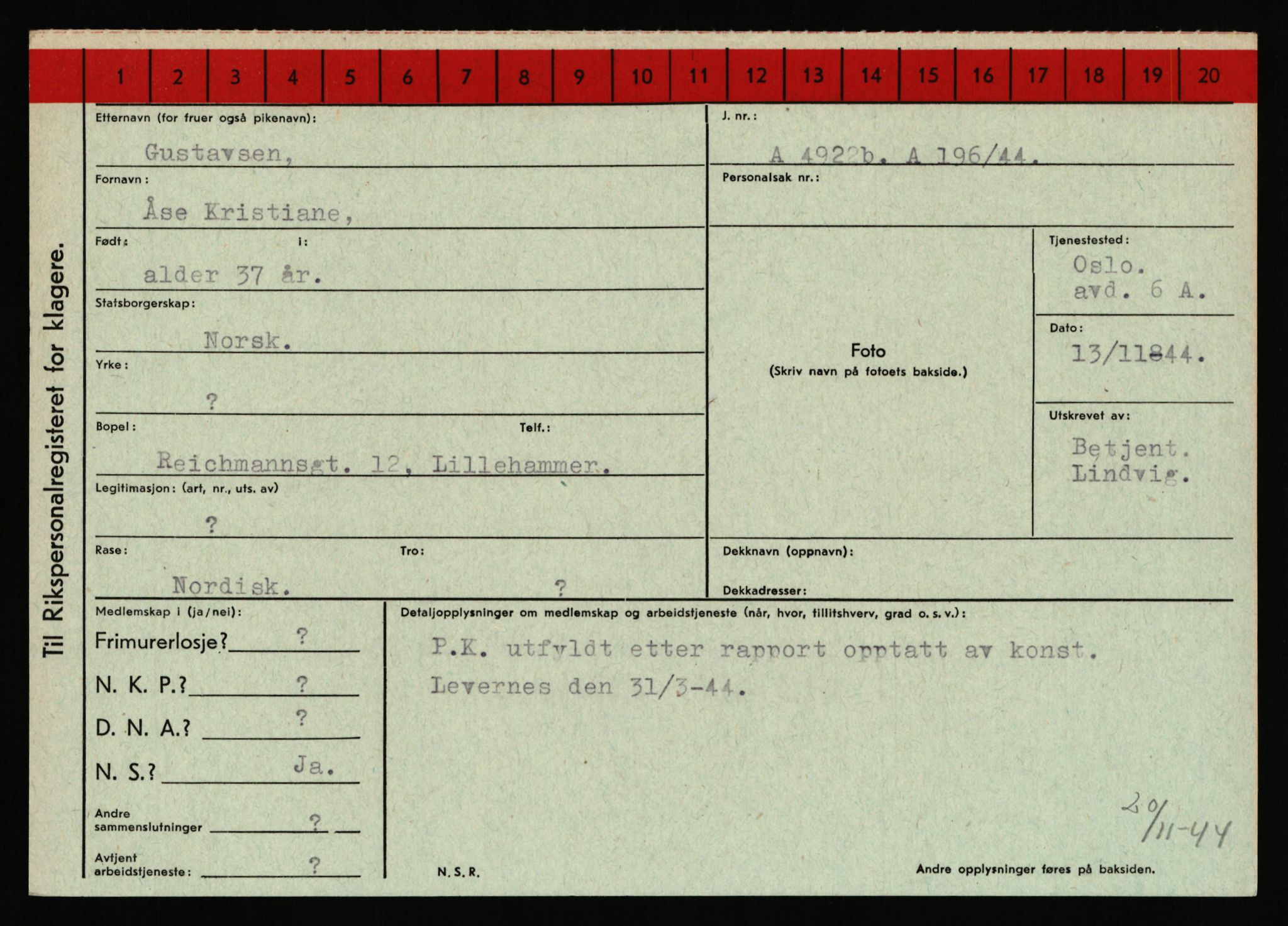 Statspolitiet - Hovedkontoret / Osloavdelingen, AV/RA-S-1329/C/Ca/L0005: Furali - Hamula, 1943-1945, s. 3218