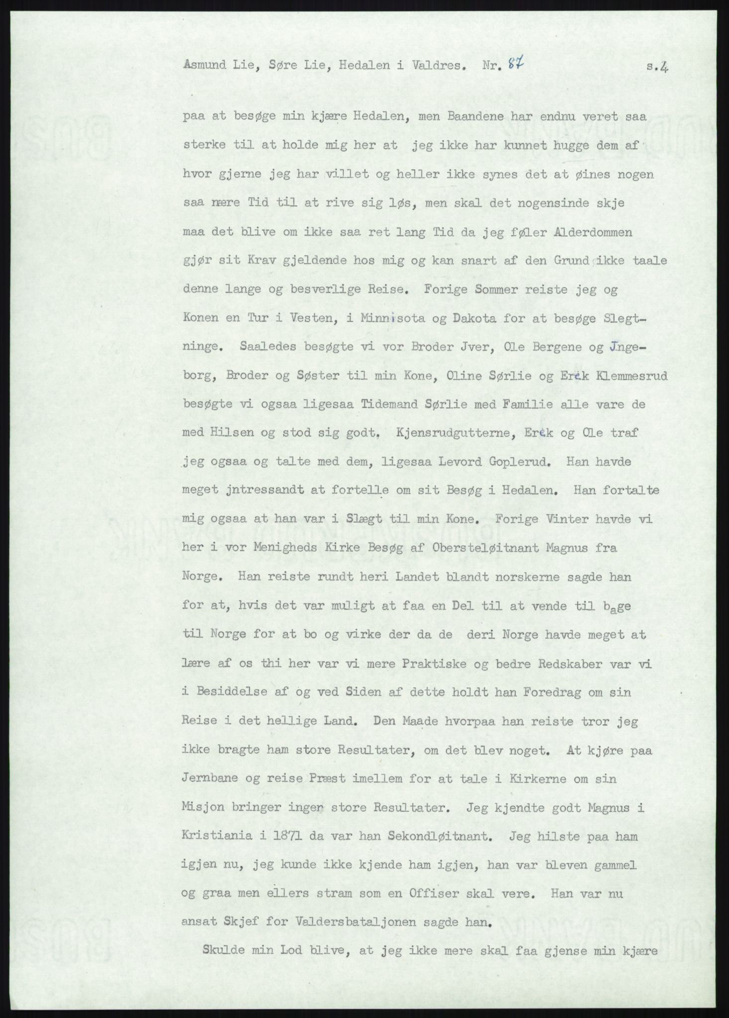 Samlinger til kildeutgivelse, Amerikabrevene, AV/RA-EA-4057/F/L0013: Innlån fra Oppland: Lie (brevnr 79-115) - Nordrum, 1838-1914, s. 119