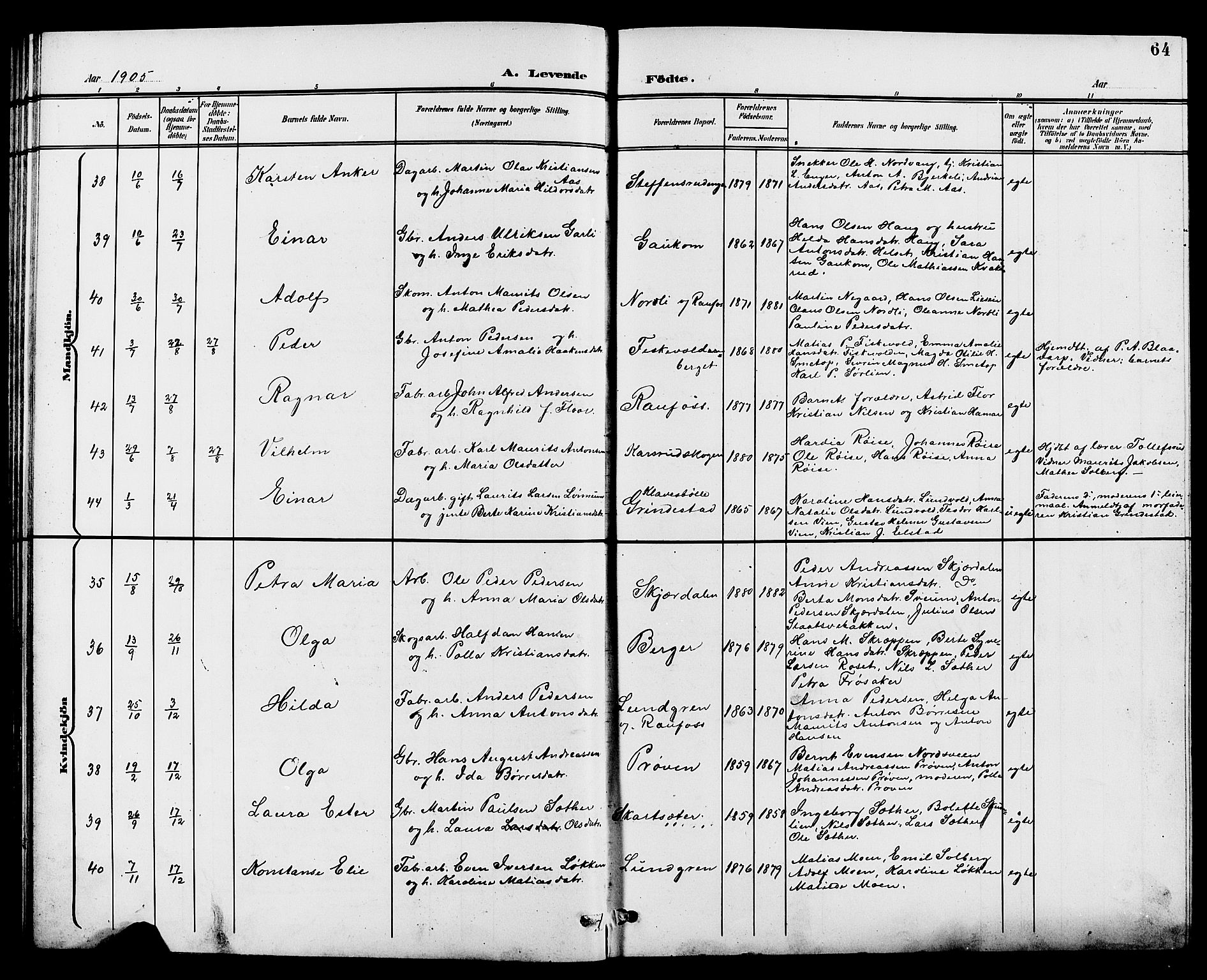 Vestre Toten prestekontor, AV/SAH-PREST-108/H/Ha/Hab/L0010: Klokkerbok nr. 10, 1900-1912, s. 64