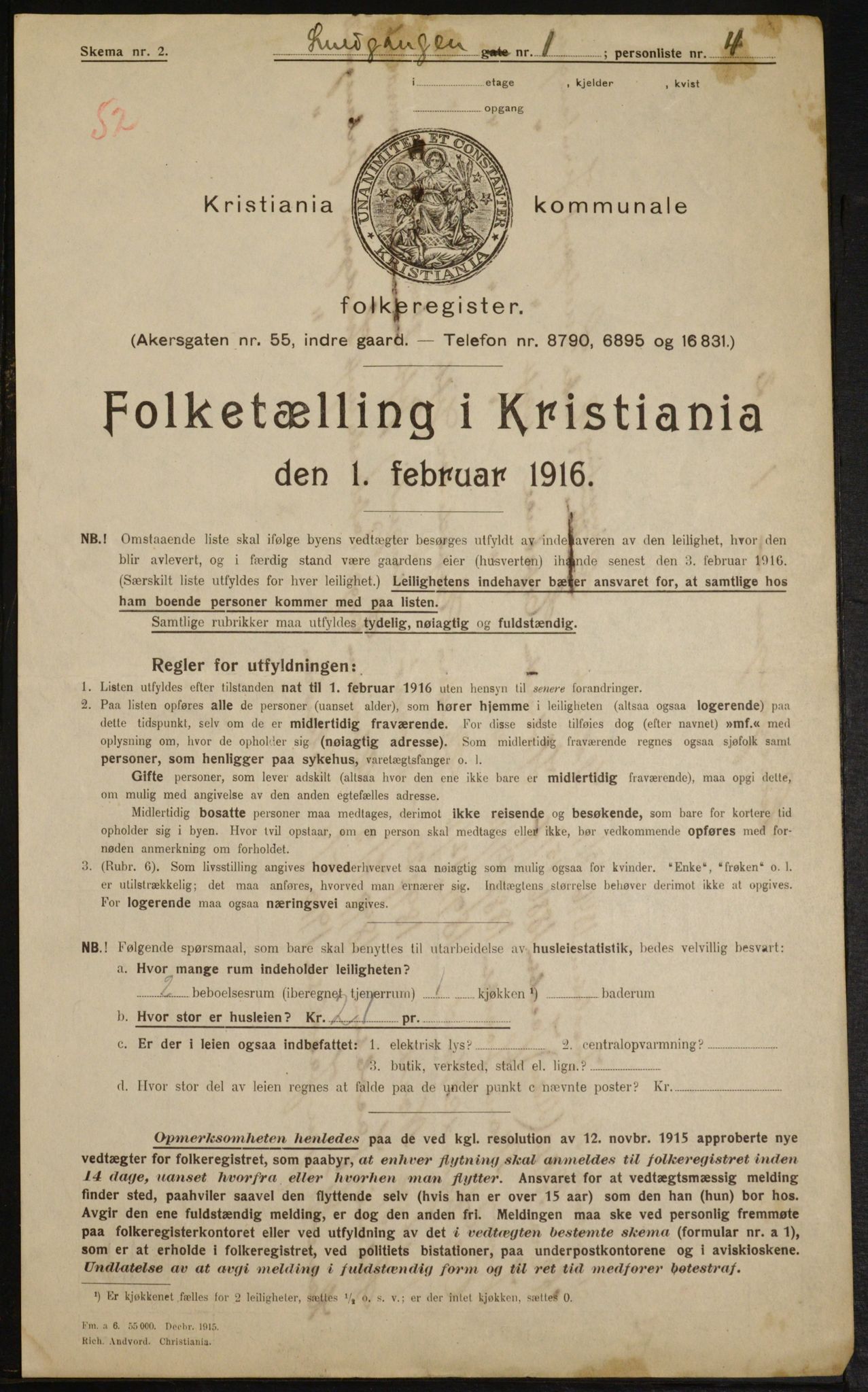 OBA, Kommunal folketelling 1.2.1916 for Kristiania, 1916, s. 99557