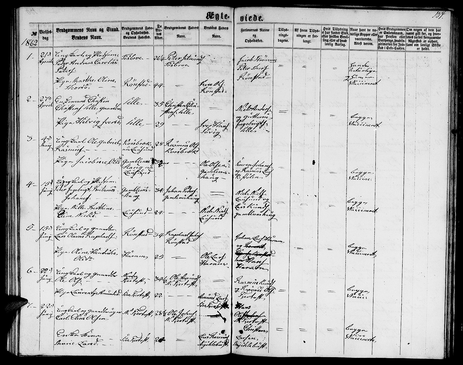 Ministerialprotokoller, klokkerbøker og fødselsregistre - Møre og Romsdal, AV/SAT-A-1454/536/L0508: Klokkerbok nr. 536C03, 1860-1870, s. 154