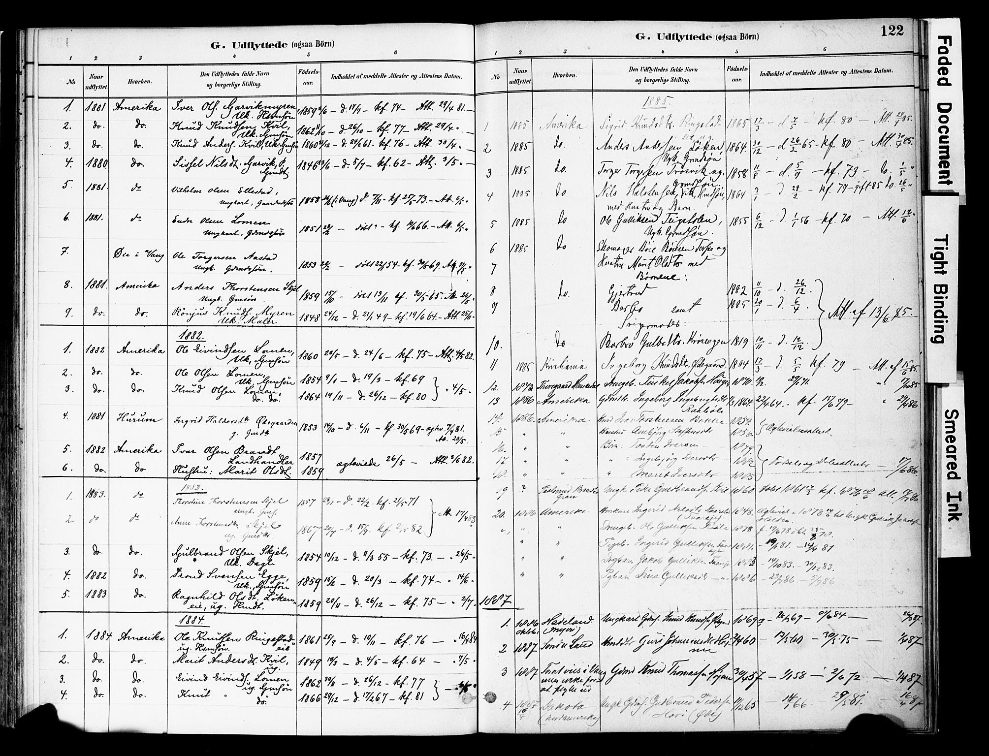 Vestre Slidre prestekontor, AV/SAH-PREST-136/H/Ha/Haa/L0005: Ministerialbok nr. 5, 1881-1912, s. 122