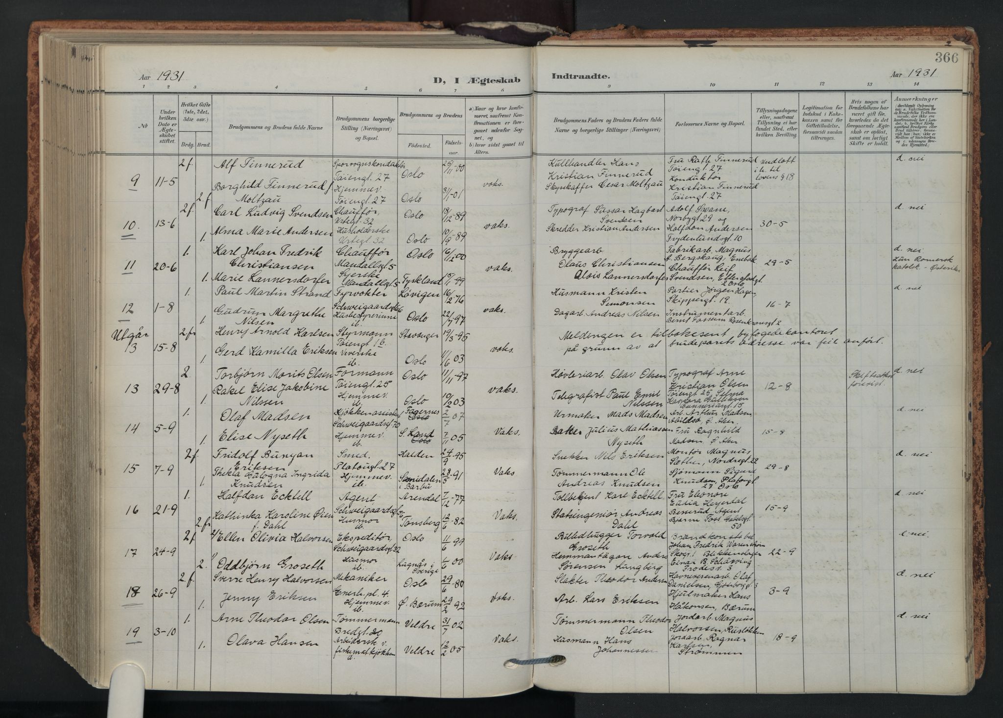 Grønland prestekontor Kirkebøker, AV/SAO-A-10848/F/Fa/L0017: Ministerialbok nr. 17, 1906-1934, s. 366