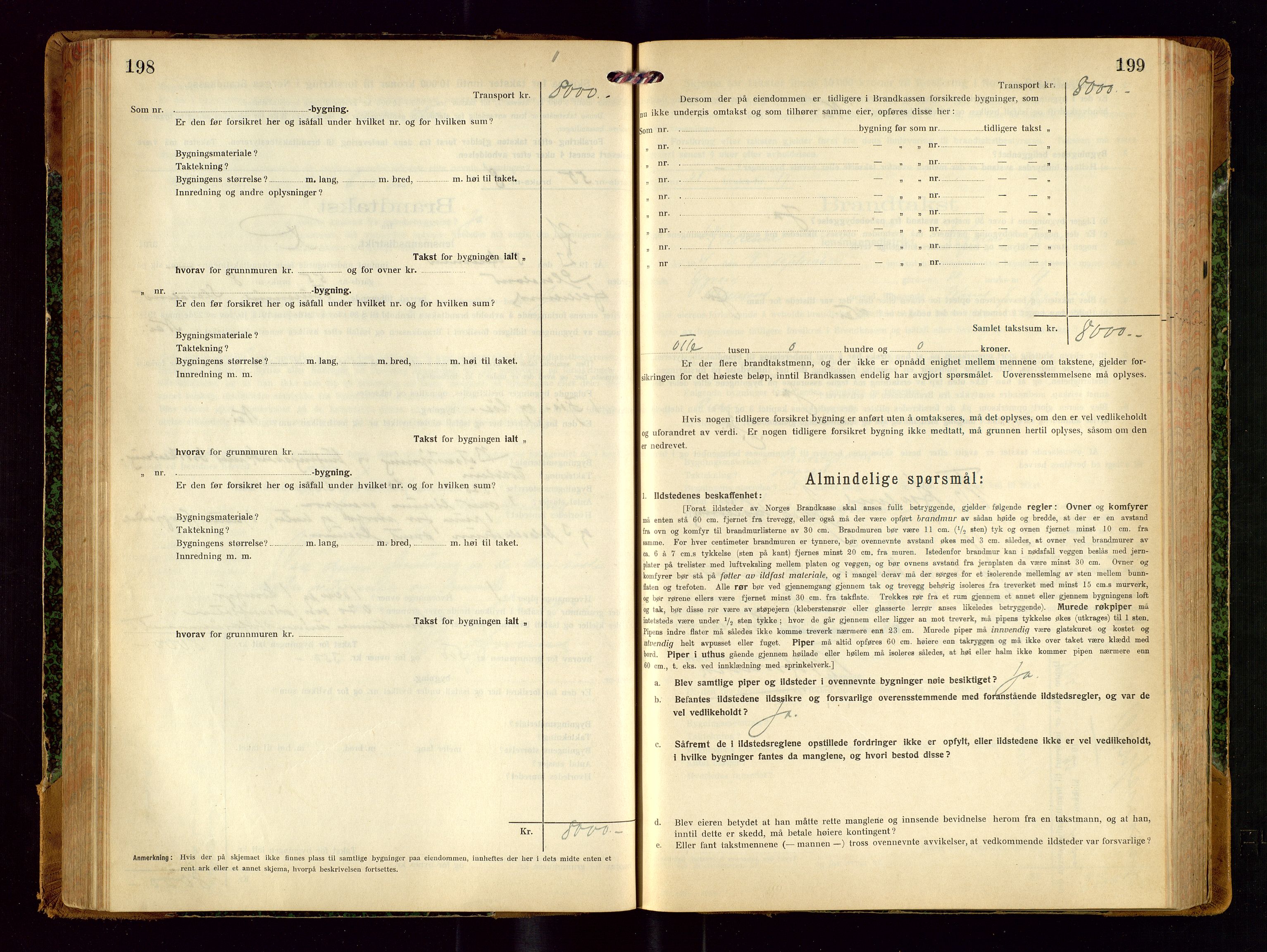 Helleland lensmannskontor, AV/SAST-A-100209/Gob/L0002: "Brandtakstprotokoll", 1921-1930, s. 198-199