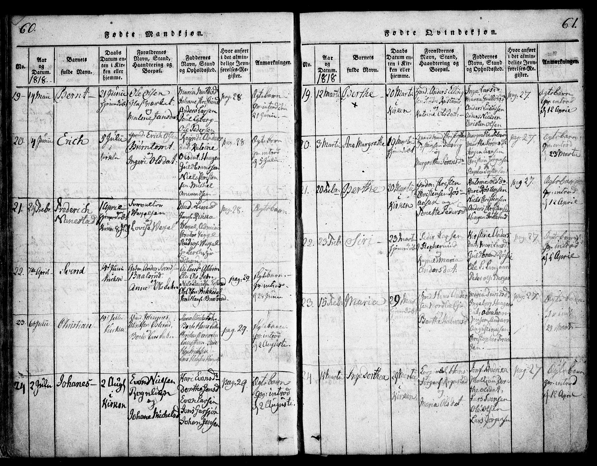 Hurdal prestekontor Kirkebøker, AV/SAO-A-10889/F/Fa/L0003: Ministerialbok nr. I 3, 1815-1828, s. 60-61