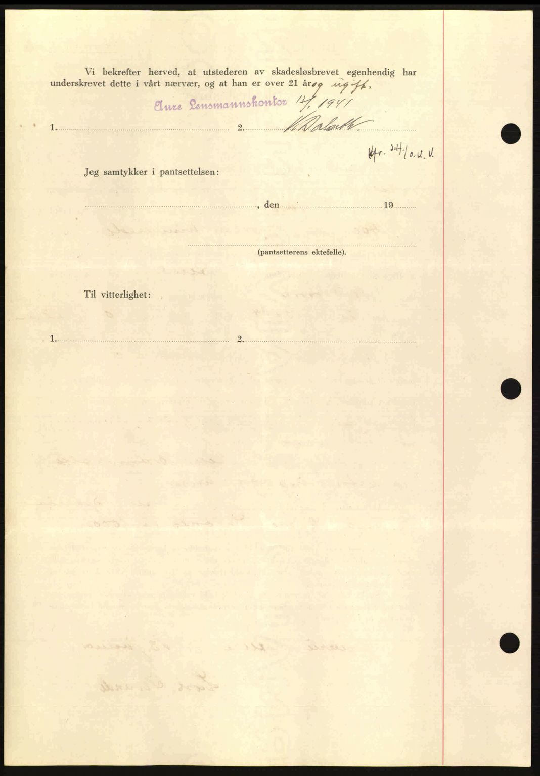 Nordmøre sorenskriveri, AV/SAT-A-4132/1/2/2Ca: Pantebok nr. B87, 1940-1941, Dagboknr: 159/1941