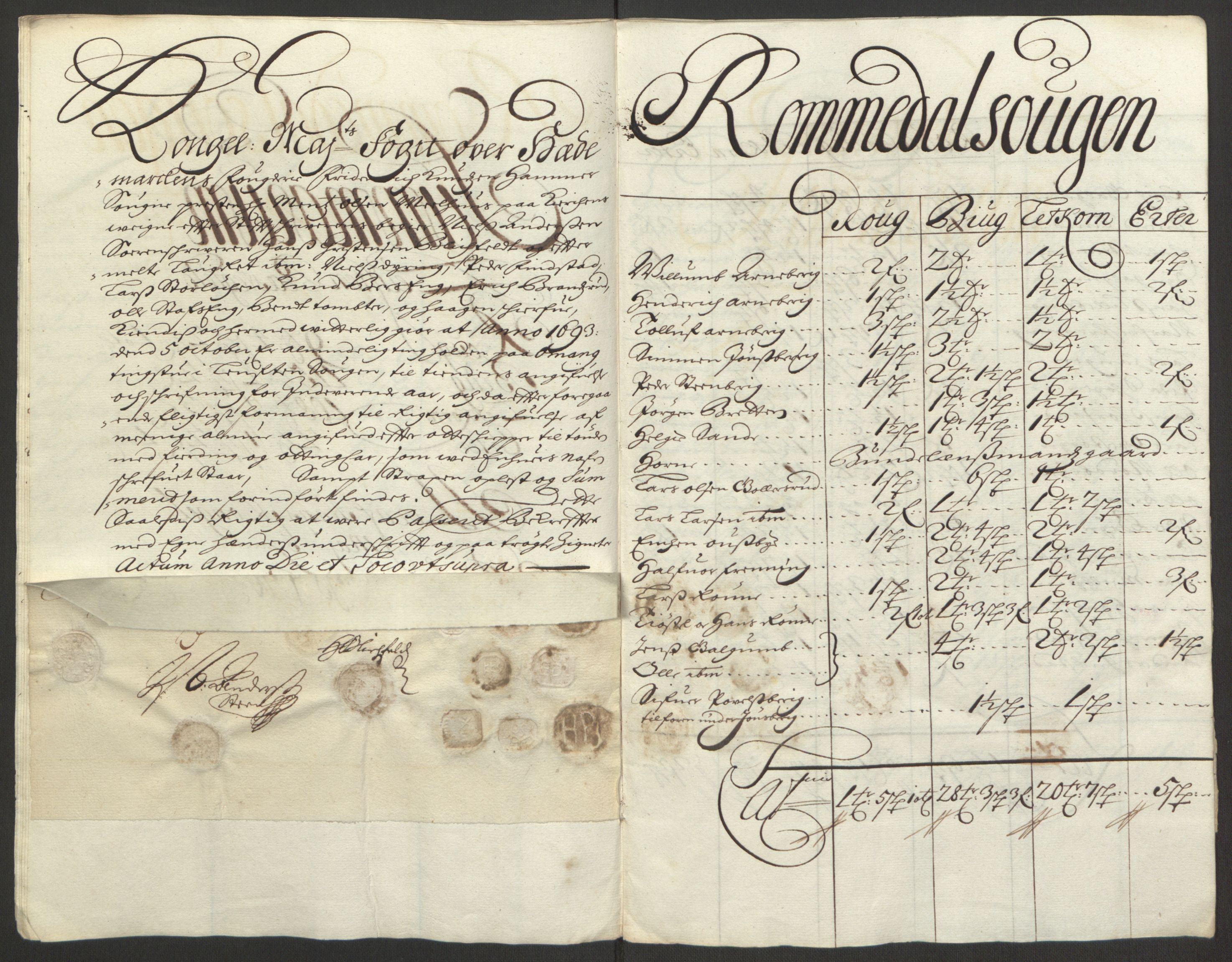 Rentekammeret inntil 1814, Reviderte regnskaper, Fogderegnskap, AV/RA-EA-4092/R16/L1034: Fogderegnskap Hedmark, 1693, s. 54