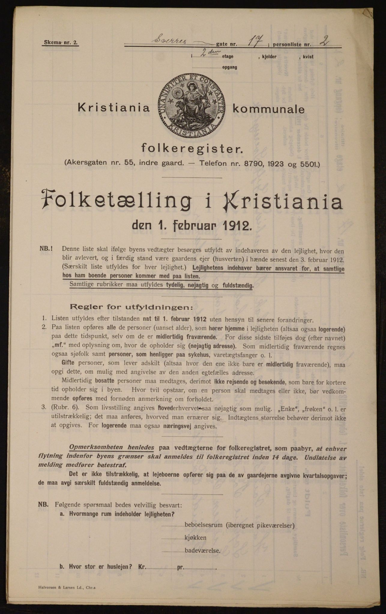 OBA, Kommunal folketelling 1.2.1912 for Kristiania, 1912, s. 105991