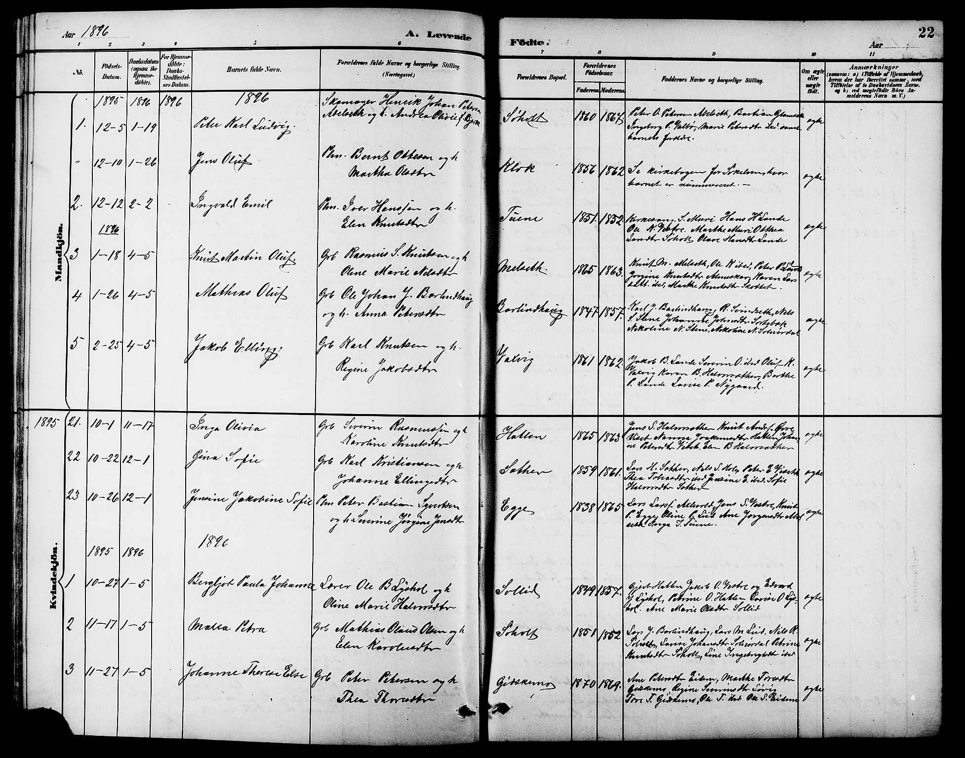 Ministerialprotokoller, klokkerbøker og fødselsregistre - Møre og Romsdal, SAT/A-1454/522/L0327: Klokkerbok nr. 522C06, 1890-1915, s. 22