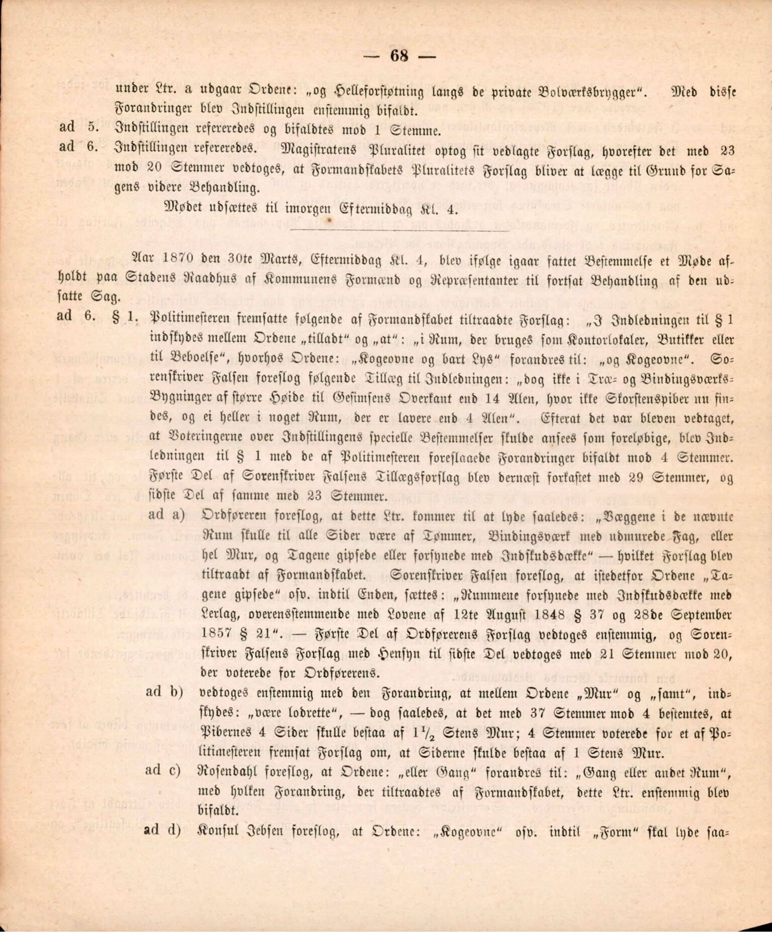 Bergen kommune. Formannskapet, BBA/A-0003/Ad/L0025: Bergens Kommuneforhandlinger, 1870