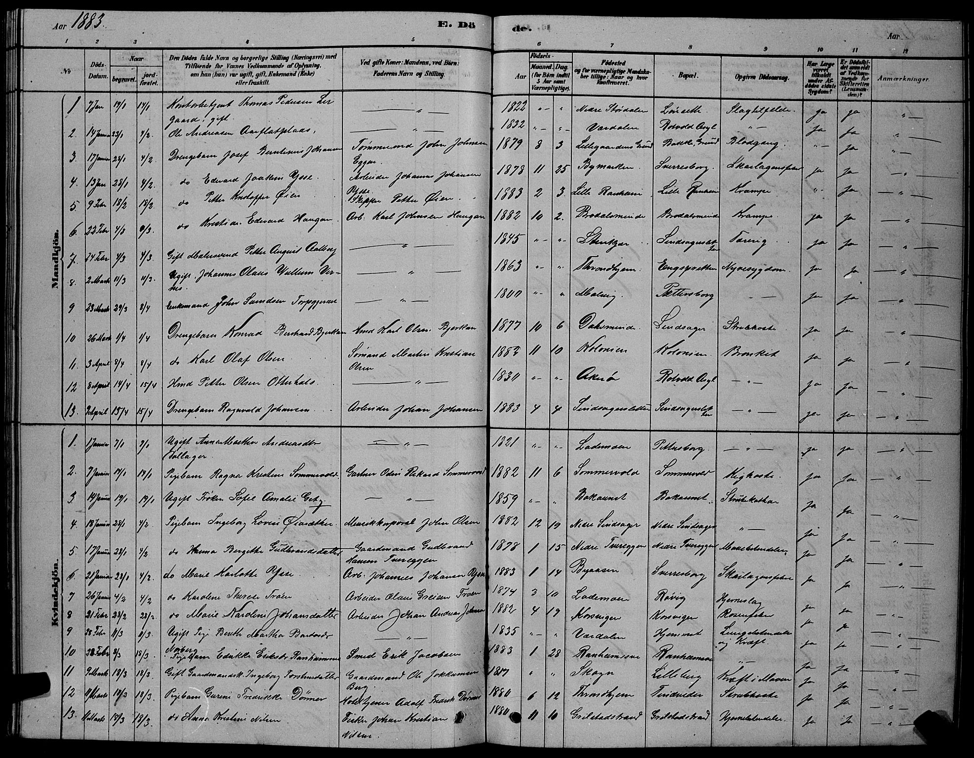 Ministerialprotokoller, klokkerbøker og fødselsregistre - Sør-Trøndelag, SAT/A-1456/606/L0312: Klokkerbok nr. 606C08, 1878-1894