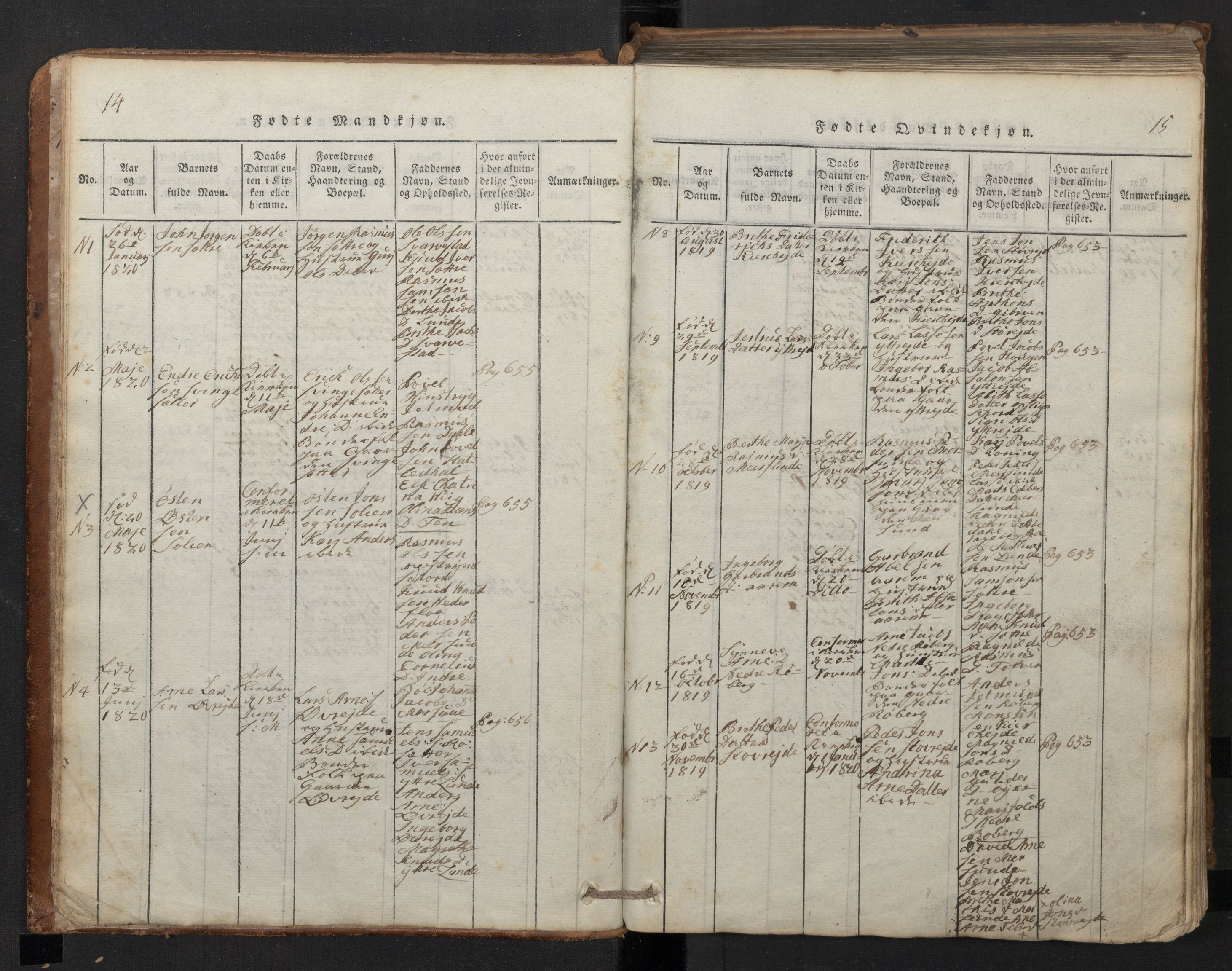 Stryn Sokneprestembete, SAB/A-82501: Klokkerbok nr. A 1, 1816-1844, s. 14-15