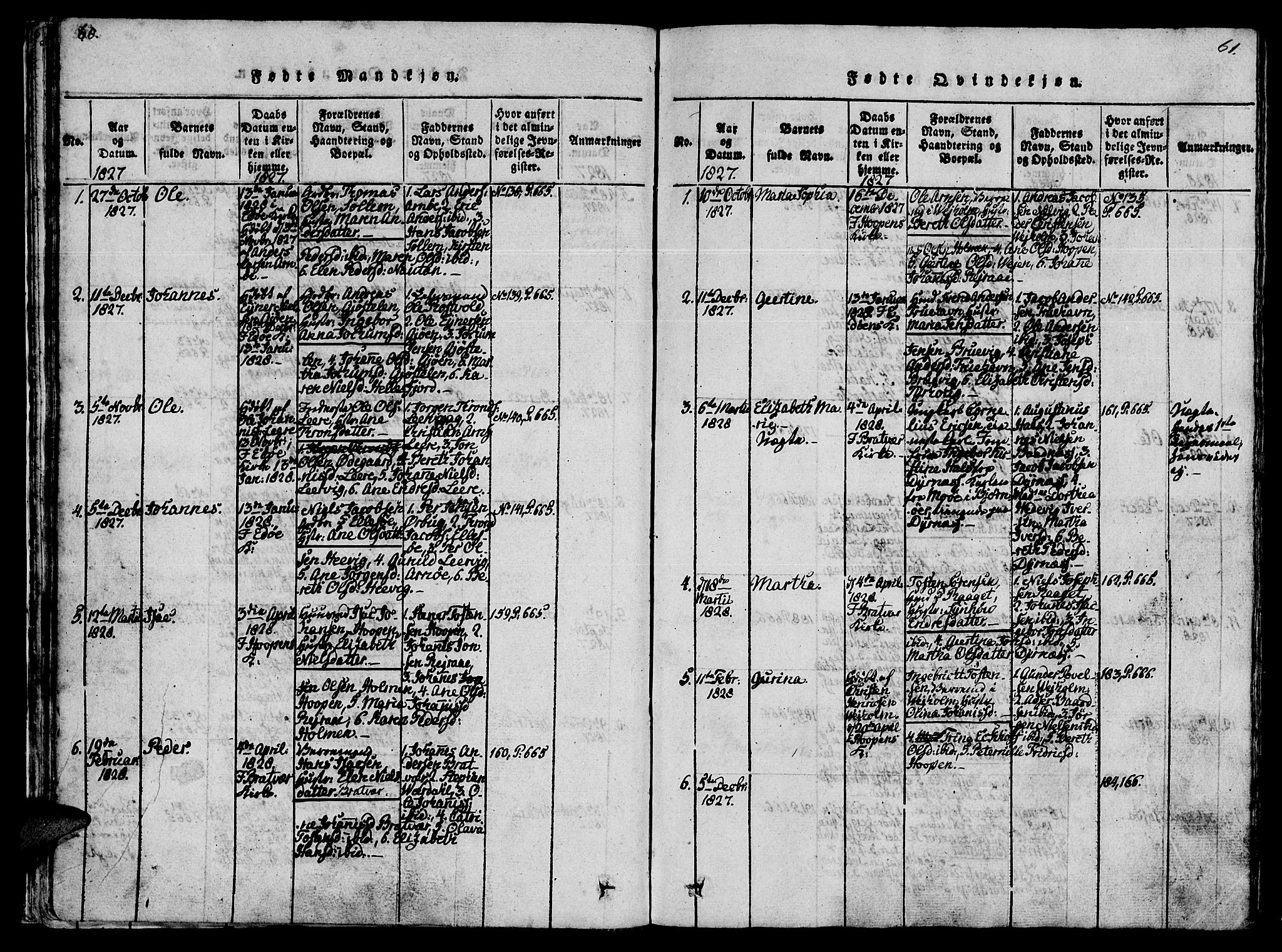 Ministerialprotokoller, klokkerbøker og fødselsregistre - Møre og Romsdal, AV/SAT-A-1454/581/L0933: Ministerialbok nr. 581A03 /1, 1819-1836, s. 60-61